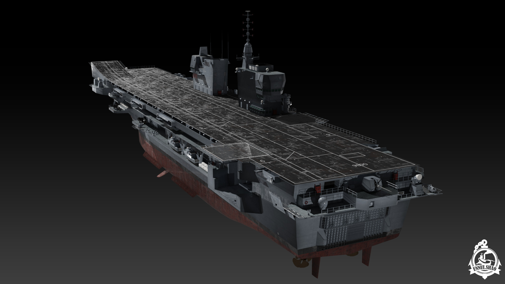 ITS Trieste aircraft carrier Low-poly 3D model_5