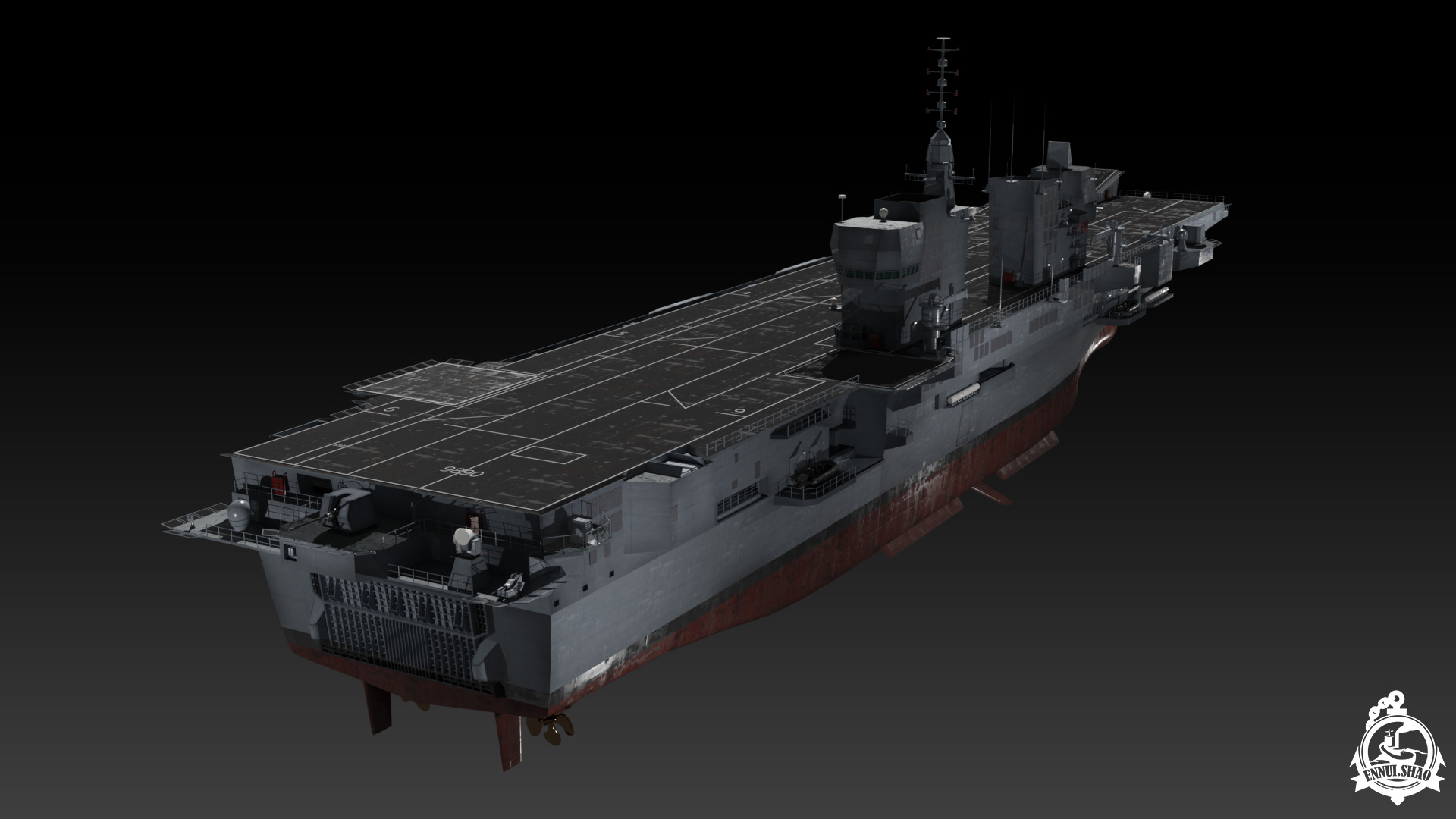 ITS Trieste aircraft carrier Low-poly 3D model_4