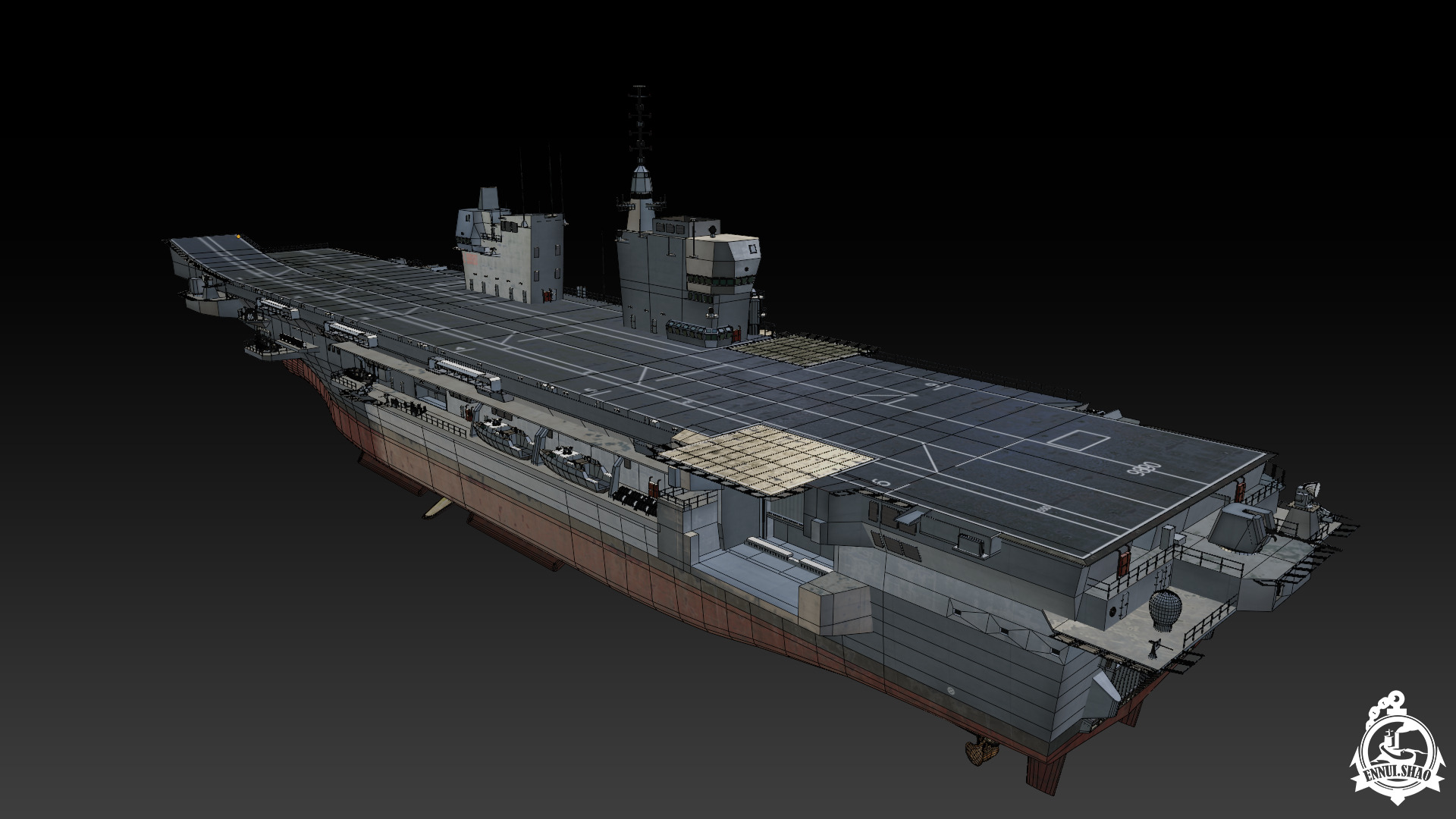 ITS Trieste aircraft carrier Low-poly 3D model_18