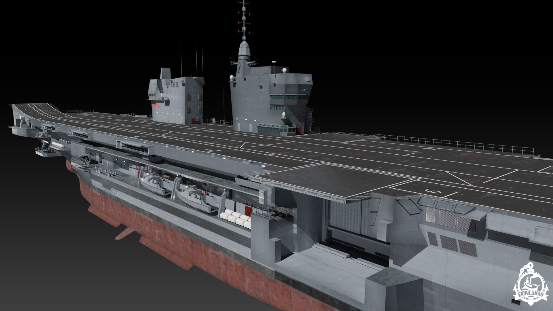 ITS Trieste aircraft carrier Low-poly 3D model_15