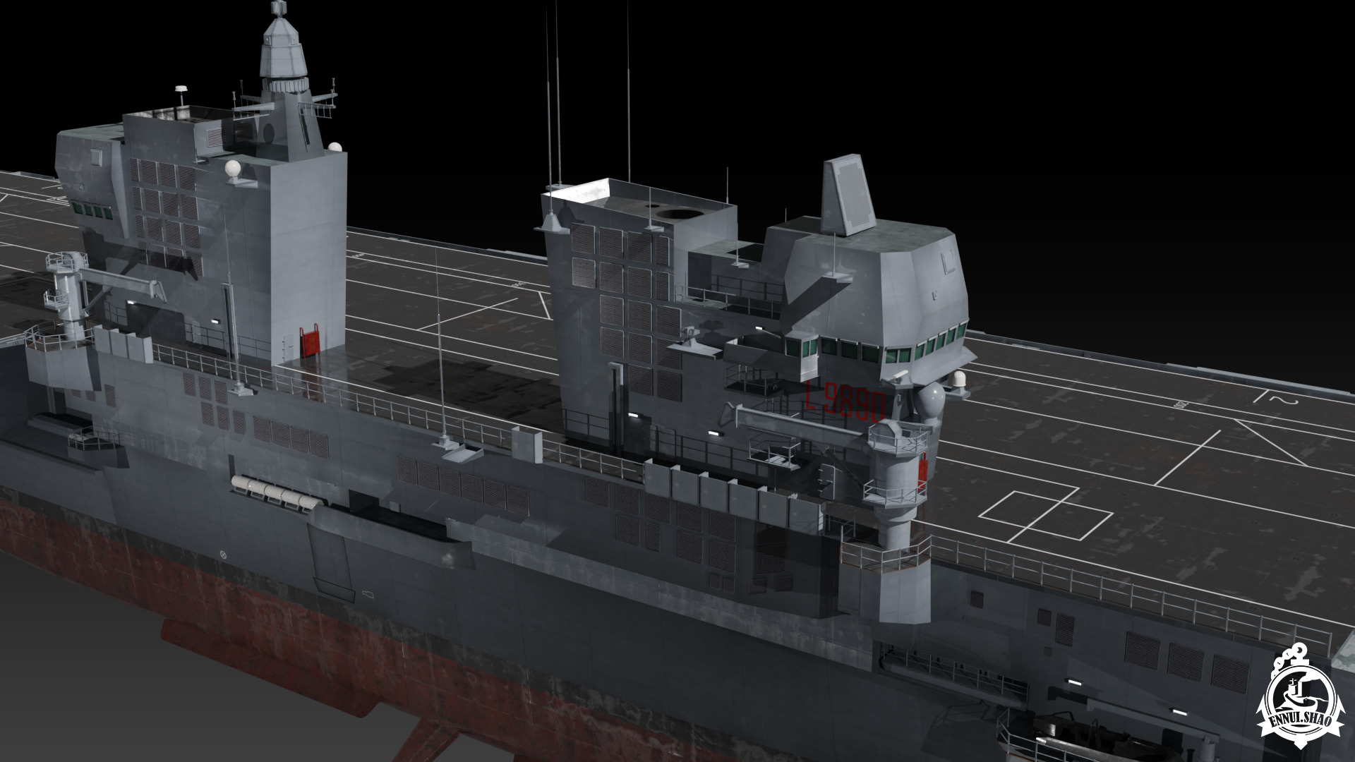 ITS Trieste aircraft carrier Low-poly 3D model_10