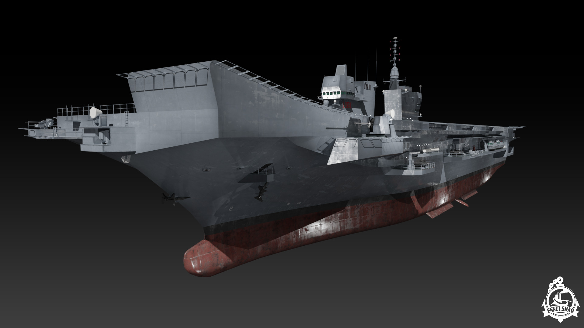 ITS Trieste aircraft carrier Low-poly 3D model_7