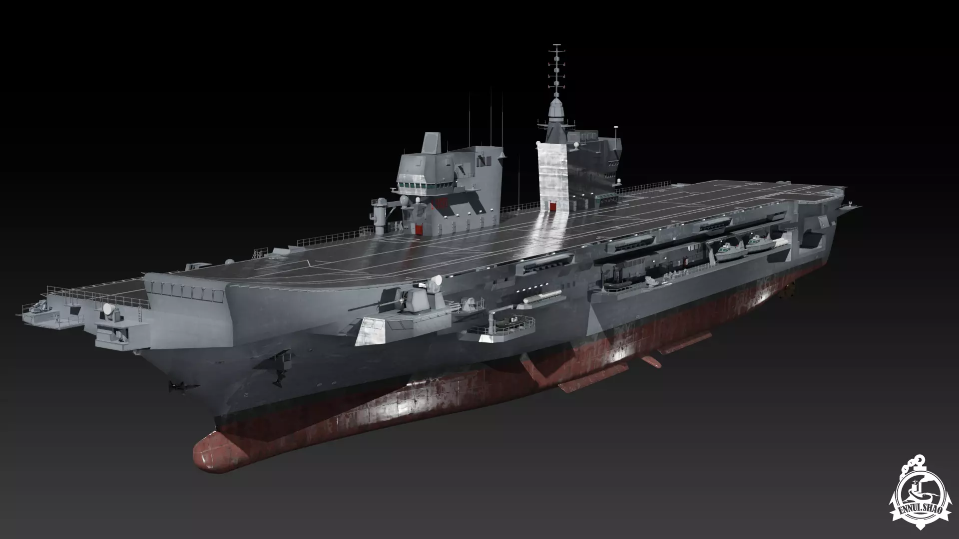 ITS Trieste aircraft carrier gameready Low-poly 3D model