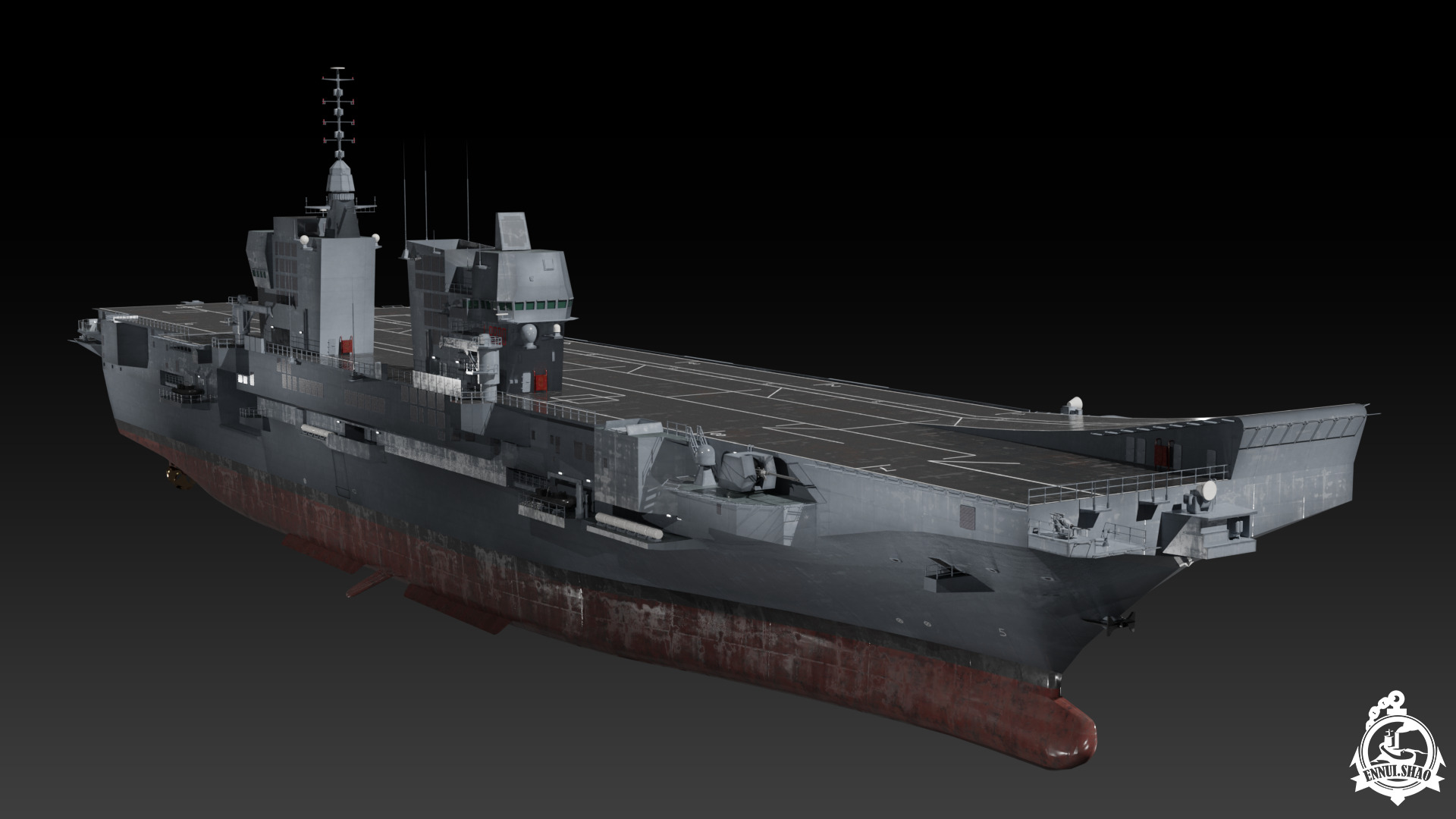 ITS Trieste aircraft carrier Low-poly 3D model_2