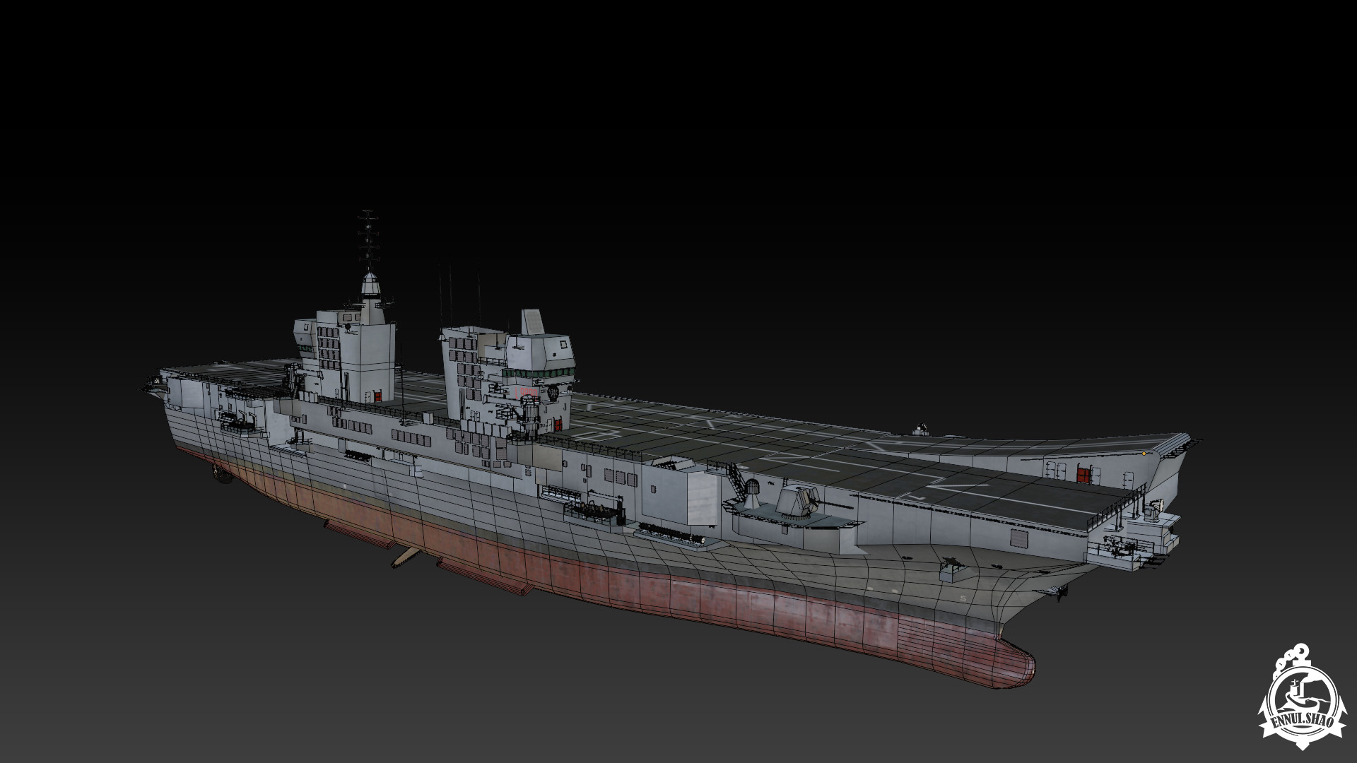ITS Trieste aircraft carrier Low-poly 3D model_17