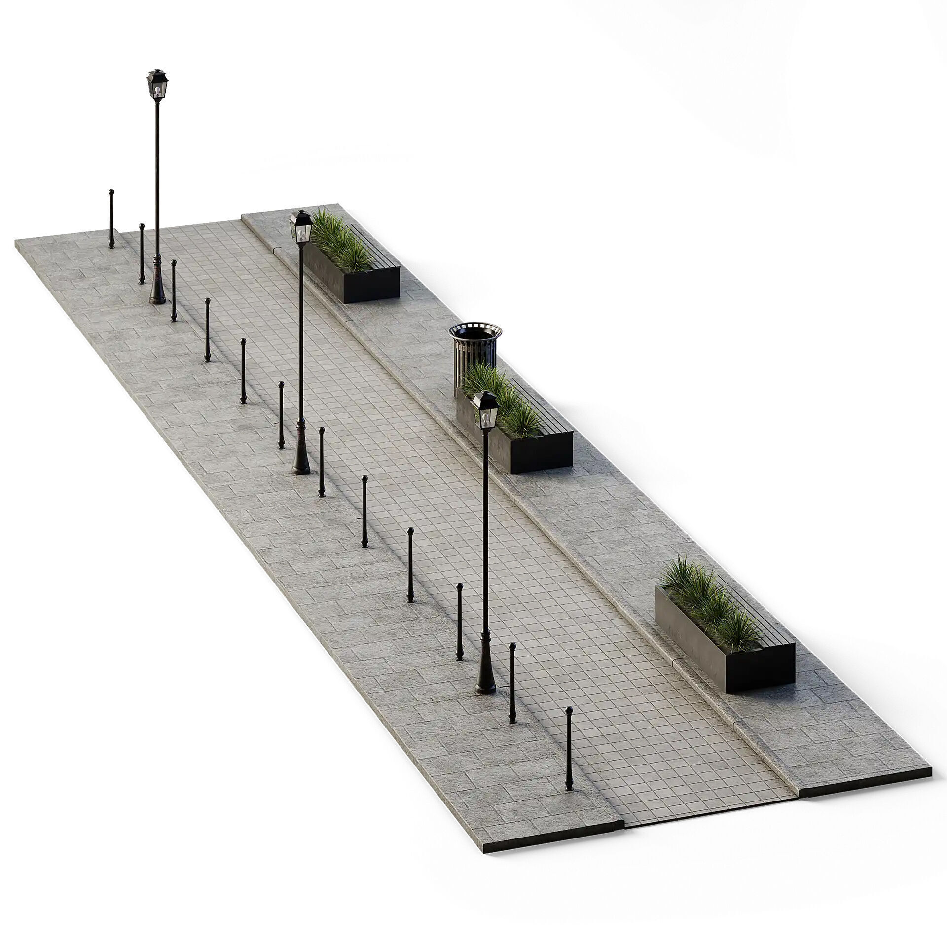Path Set 6m x 24m Low-poly 3D model_6