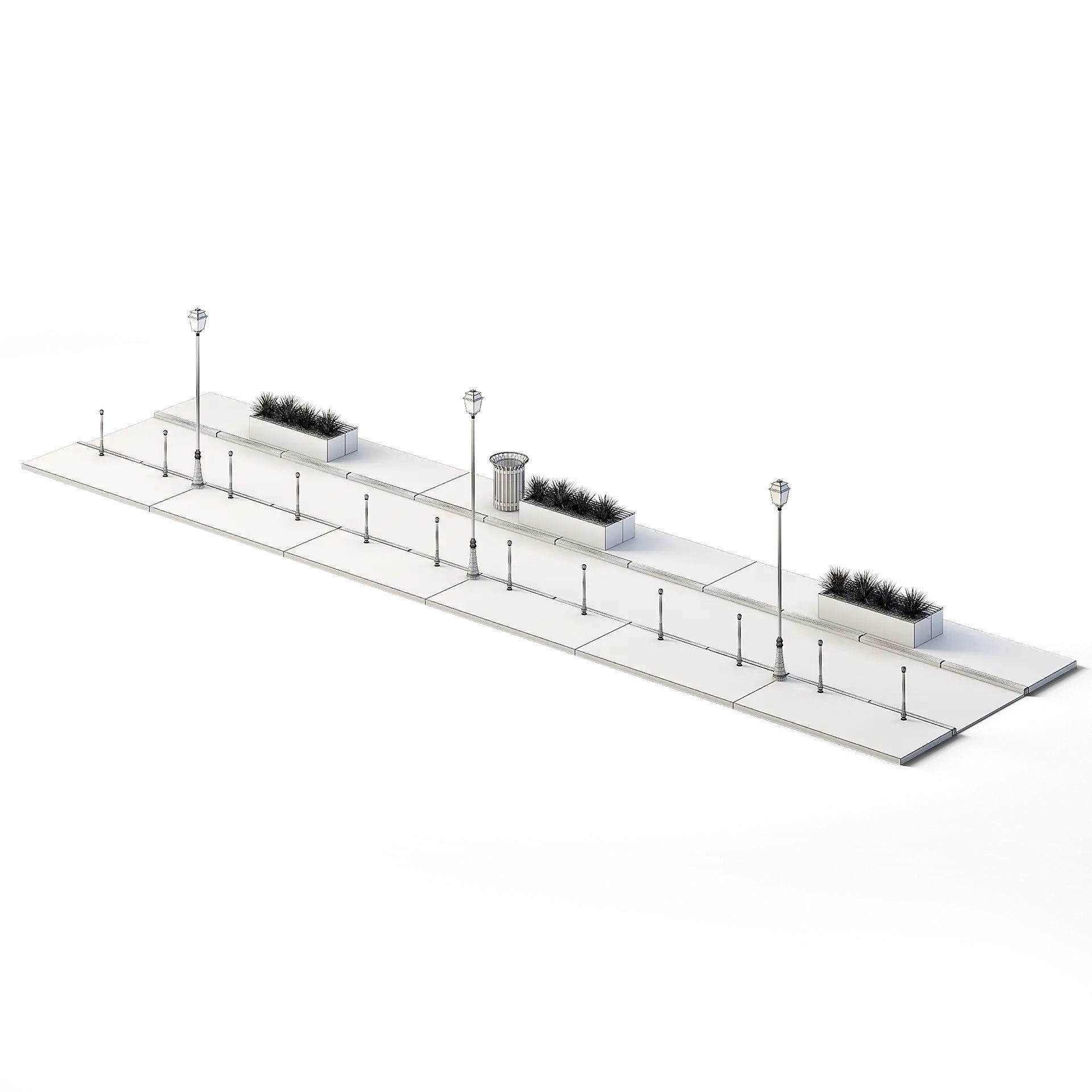 Path Set 6m x 24m Low-poly 3D model_1