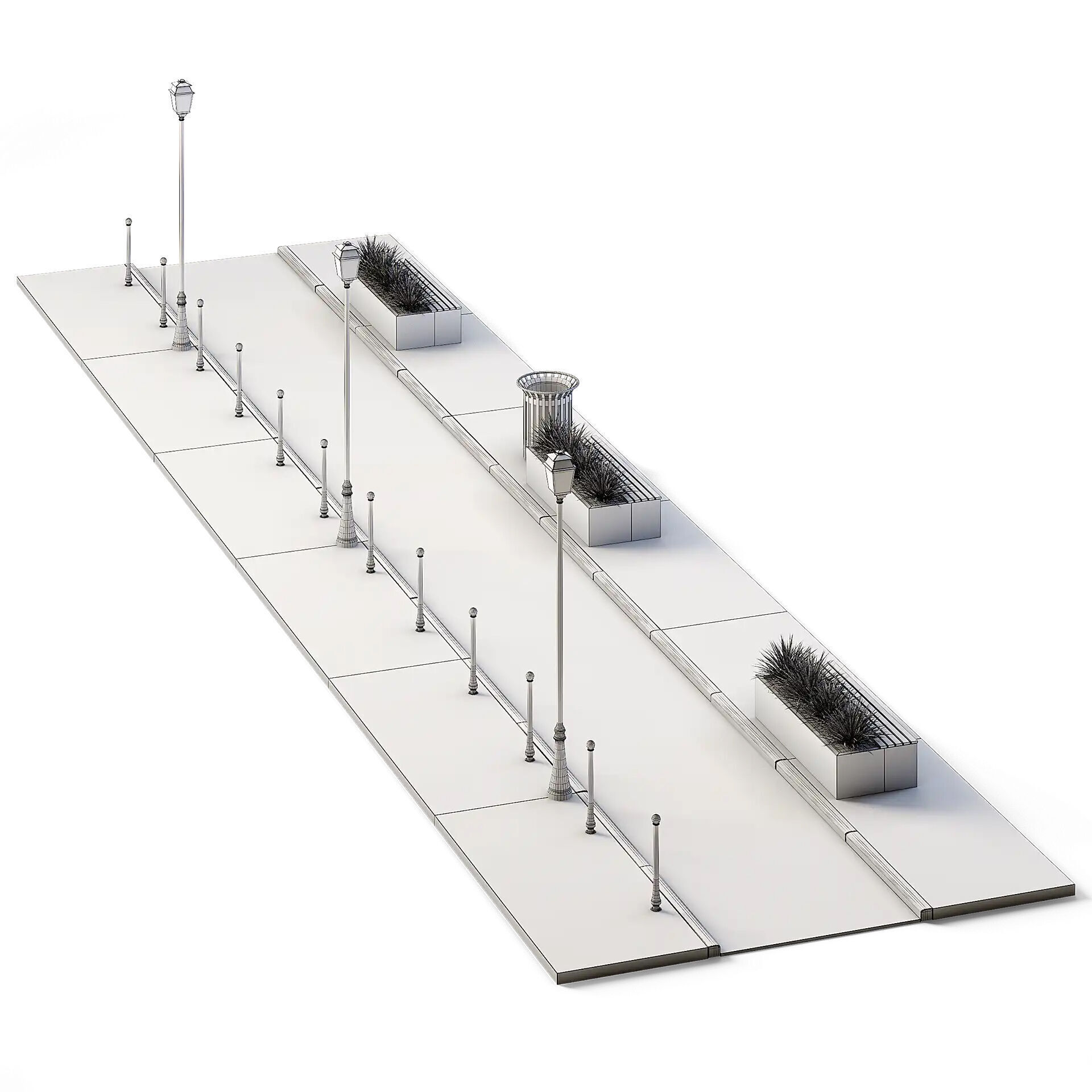 Path Set 6m x 24m Low-poly 3D model_7