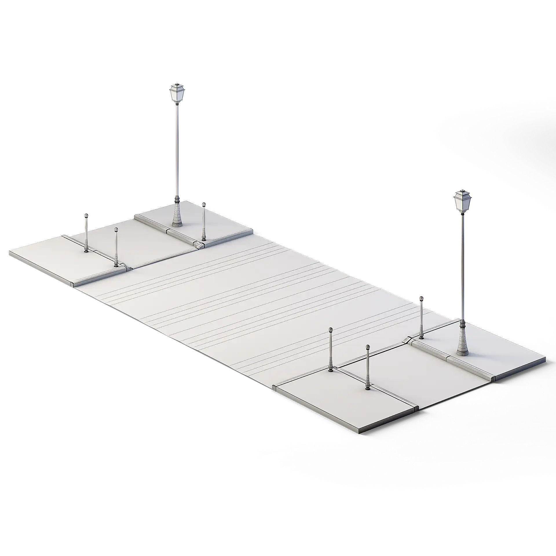 Street Path Set 6m x 14m Low-poly 3D model_1