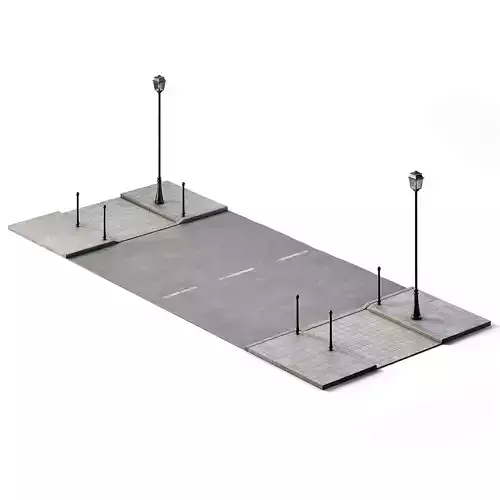 Street Path Set 6m x 14m Low-poly 3D model