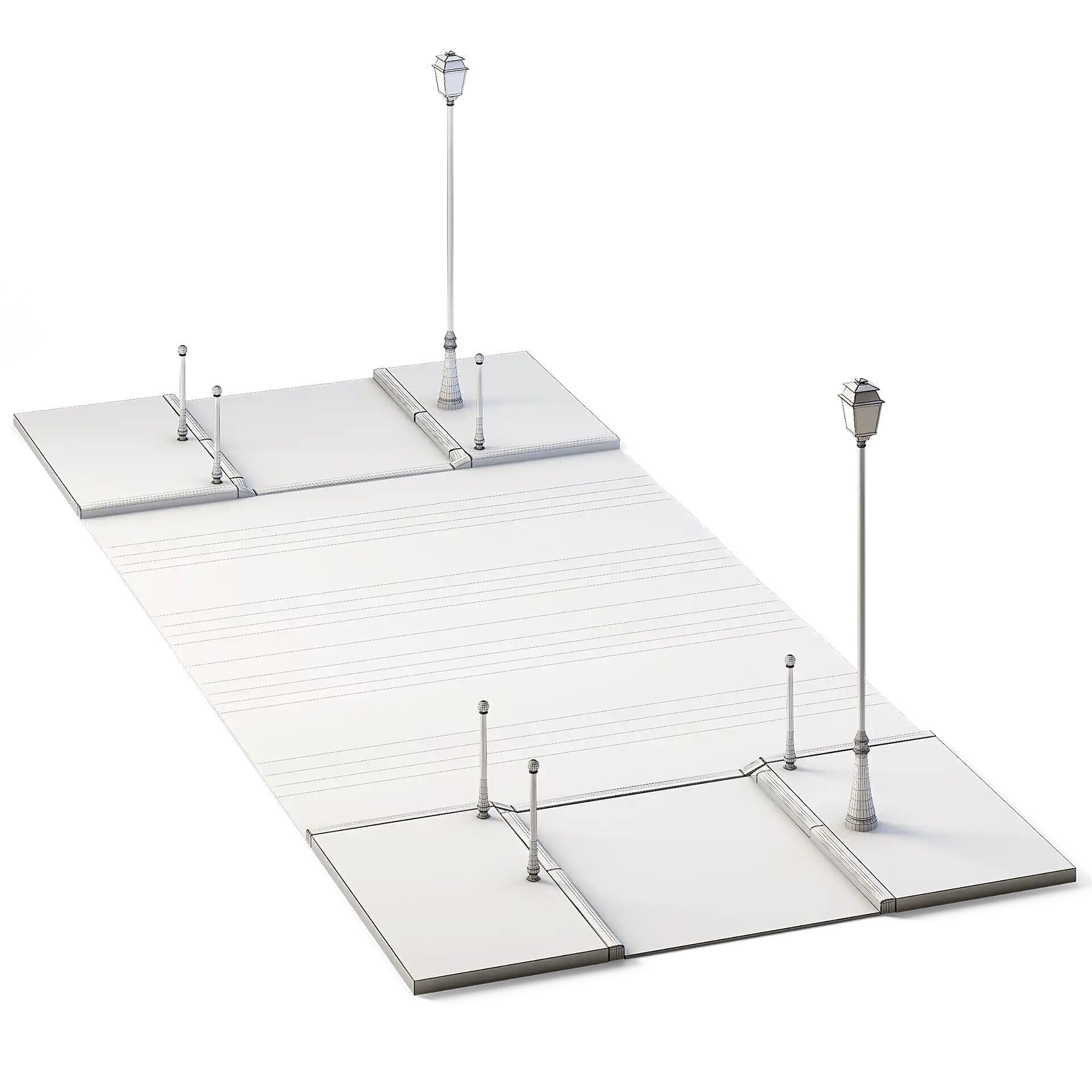 Street Path Set 6m x 14m Low-poly 3D model_7