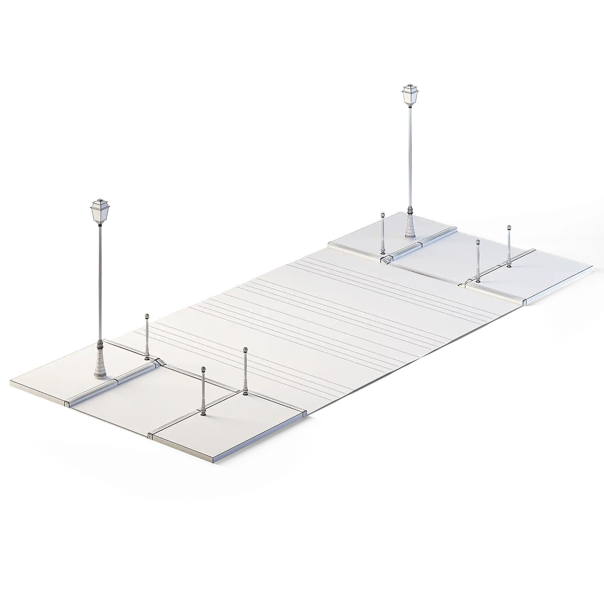 Street Path Set 6m x 14m Low-poly 3D model_3