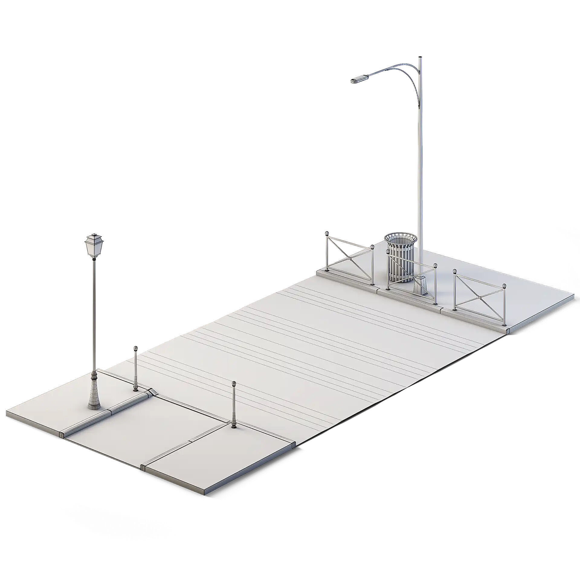 Street Path Set 6m x 14m Low-poly 3D model_3