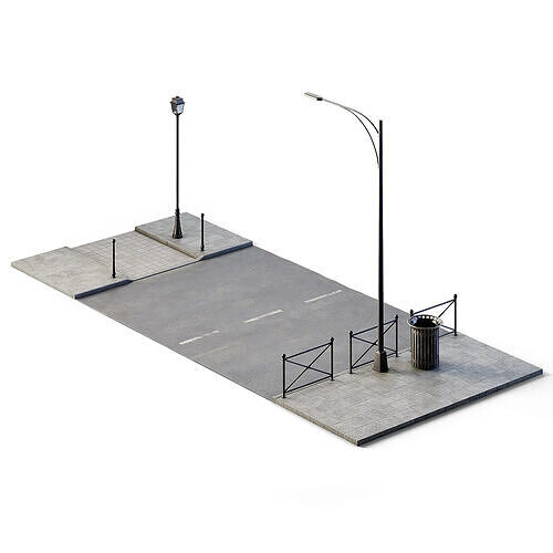 Street Path Set 6m x 14m Low-poly 3D model