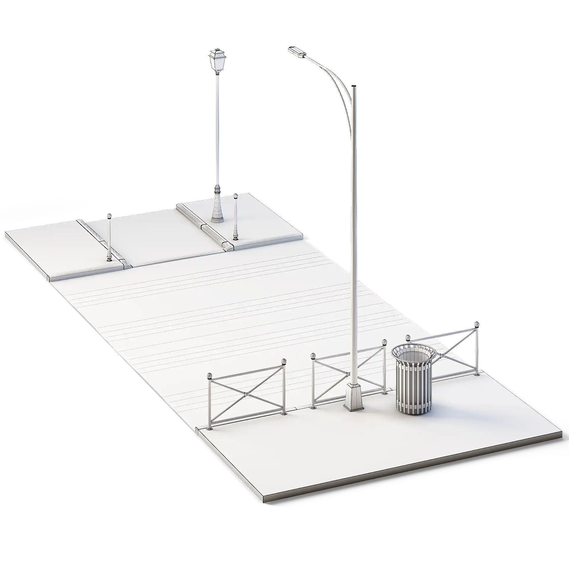 Street Path Set 6m x 14m Low-poly 3D model_7