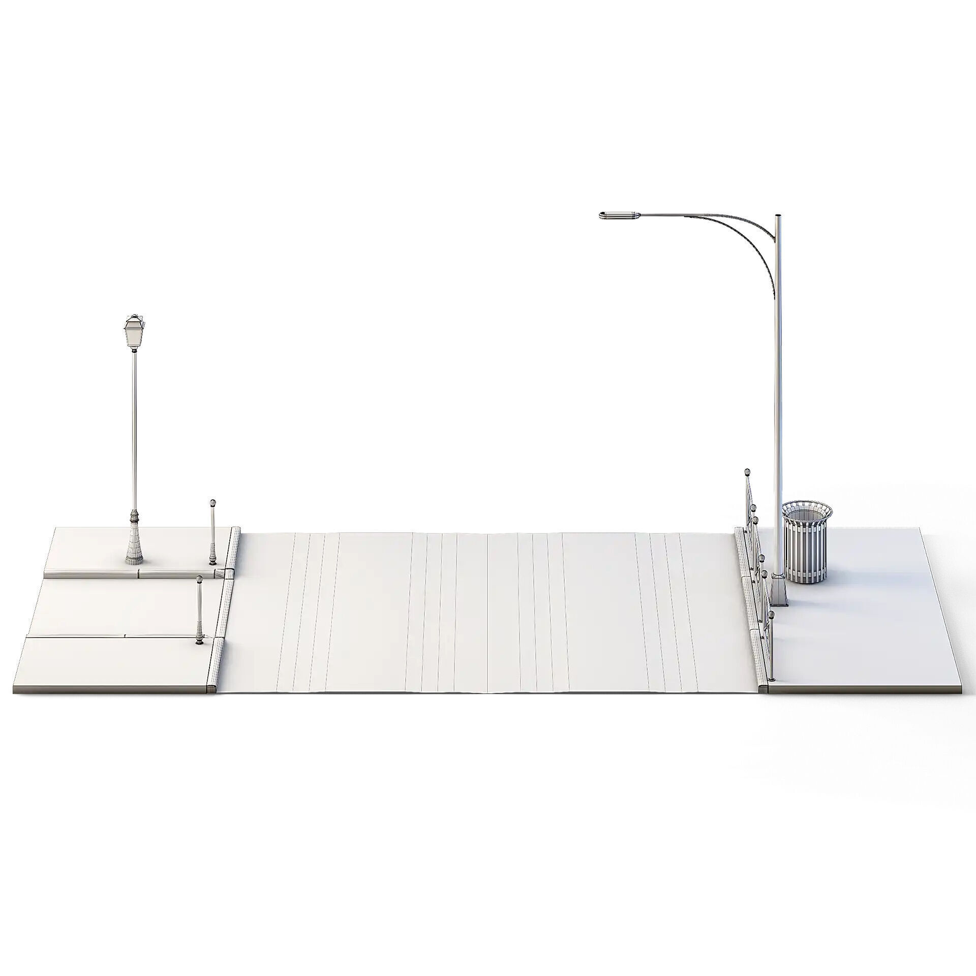 Street Path Set 6m x 14m Low-poly 3D model_5