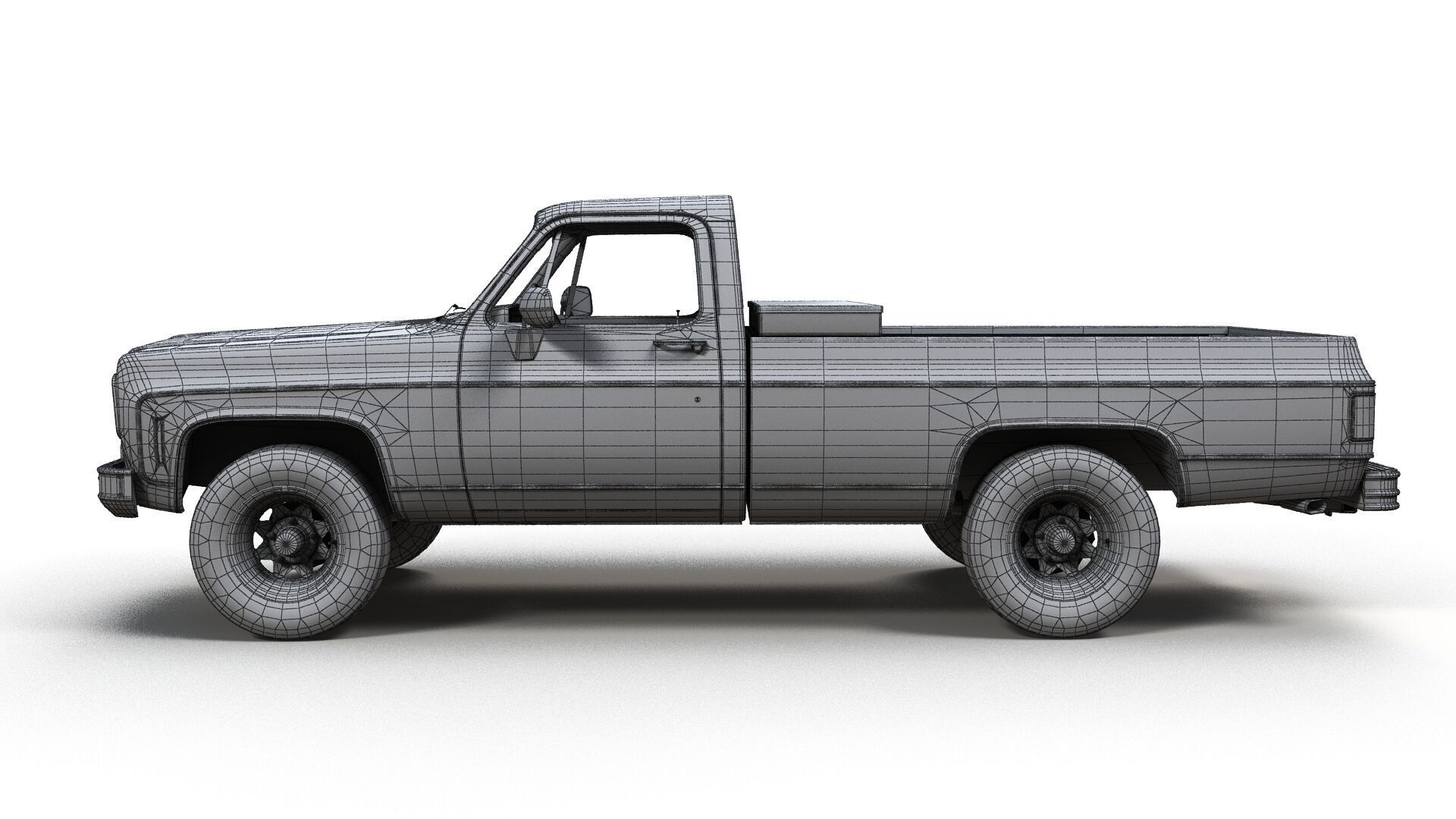 4x4 american pickup truck Low-poly 3D model_13