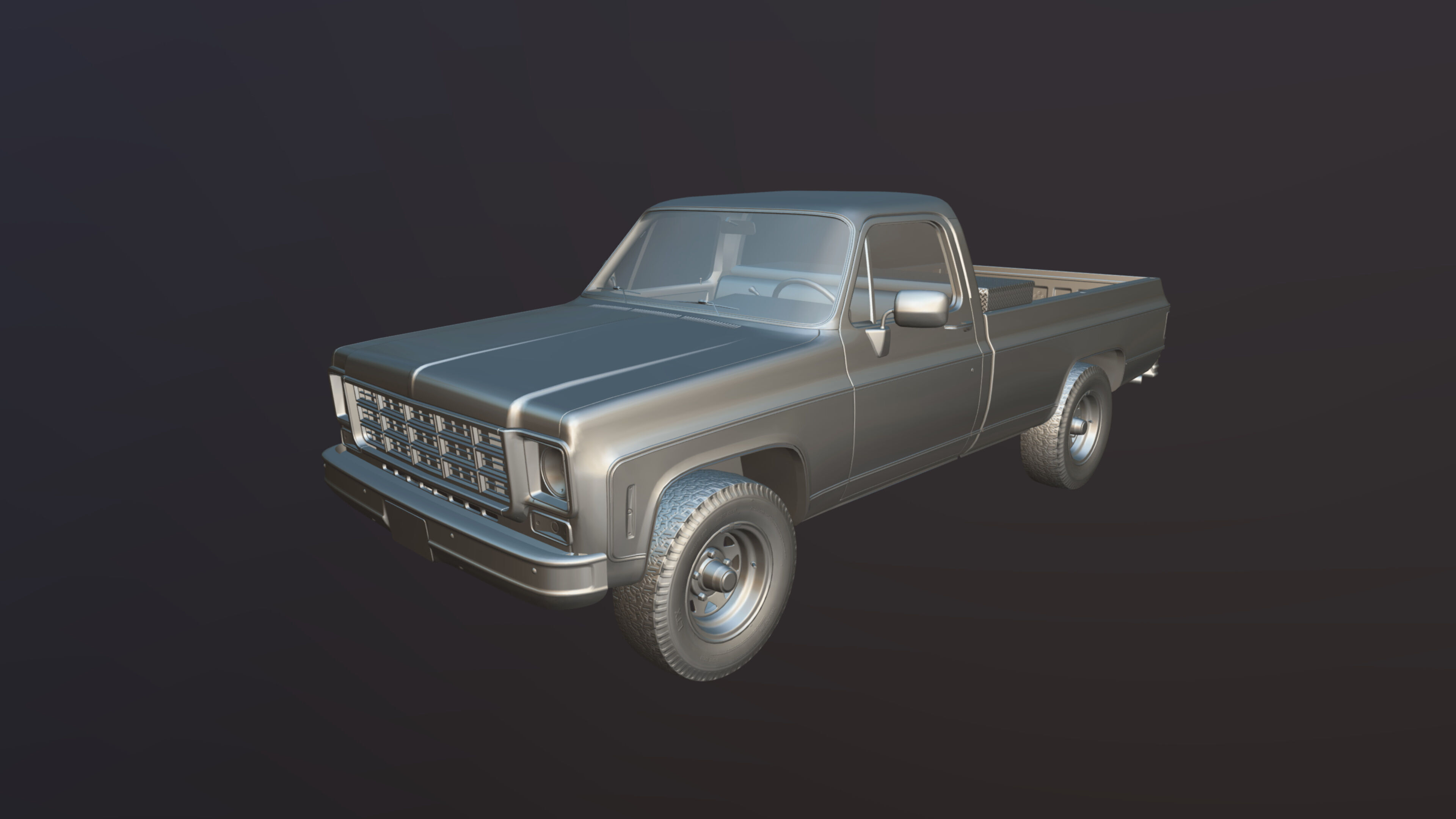 4x4 american pickup truck Low-poly 3D model_34