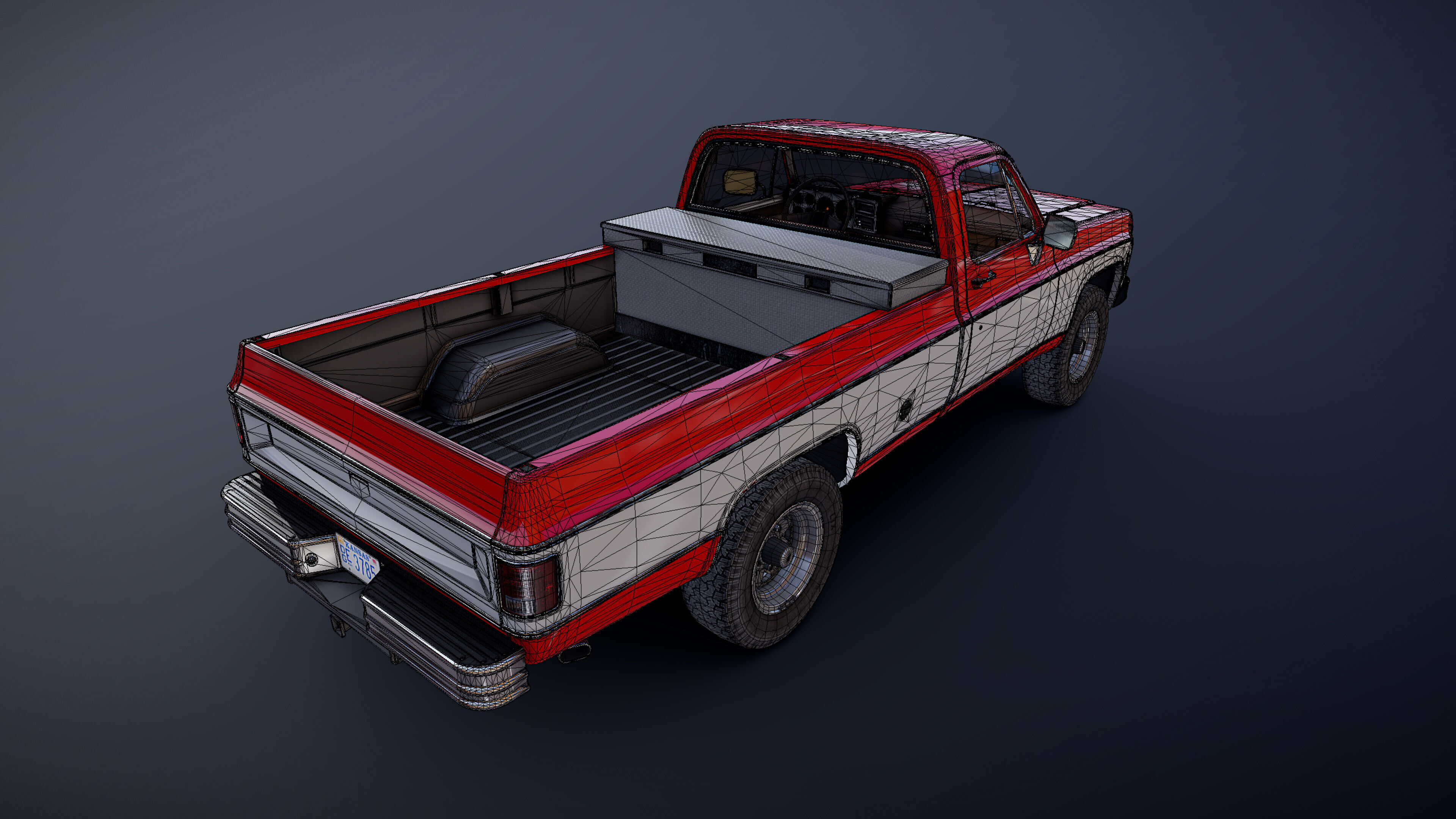 4x4 american pickup truck Low-poly 3D model_31