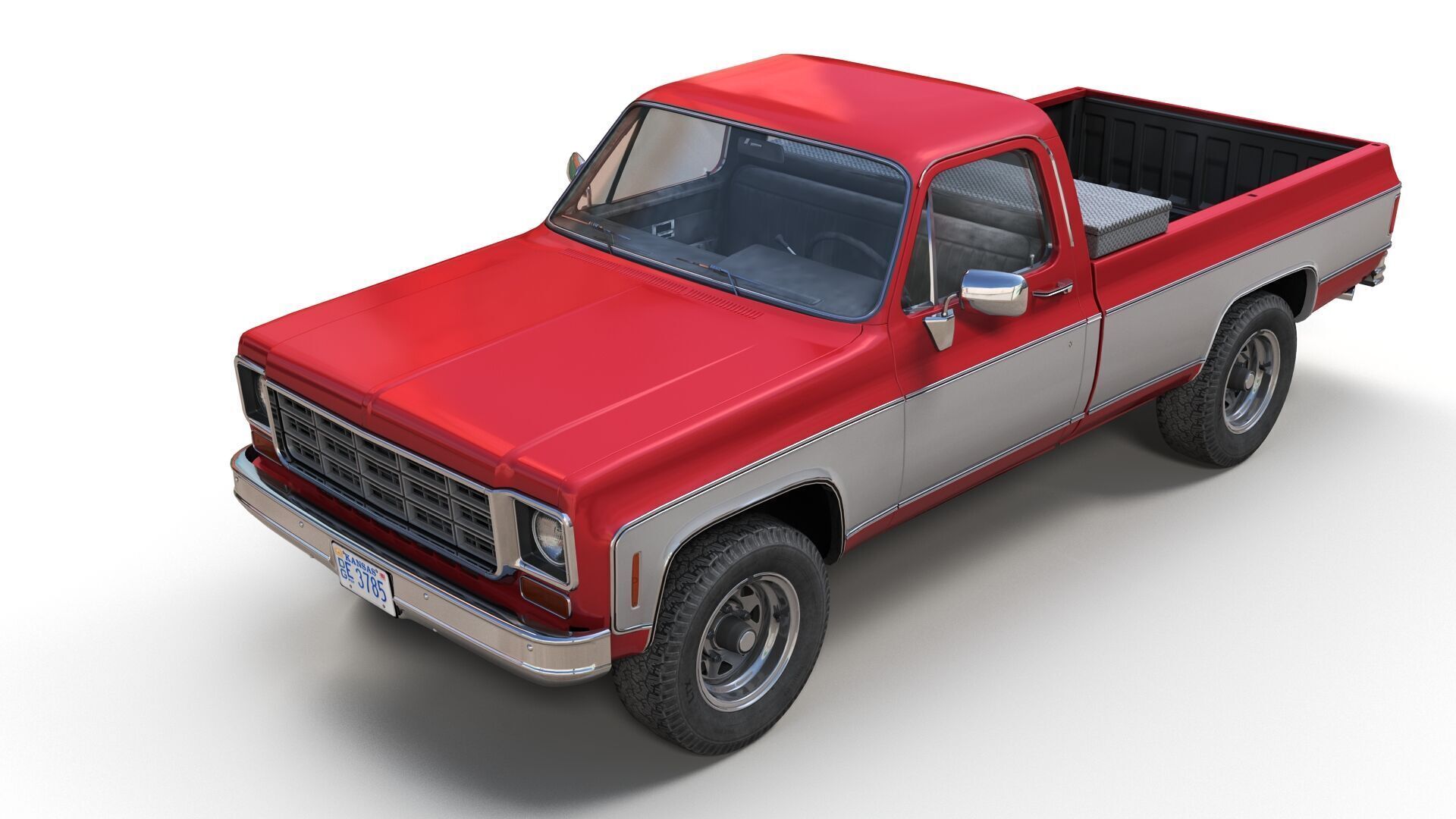 4x4 american pickup truck Low-poly 3D model_1