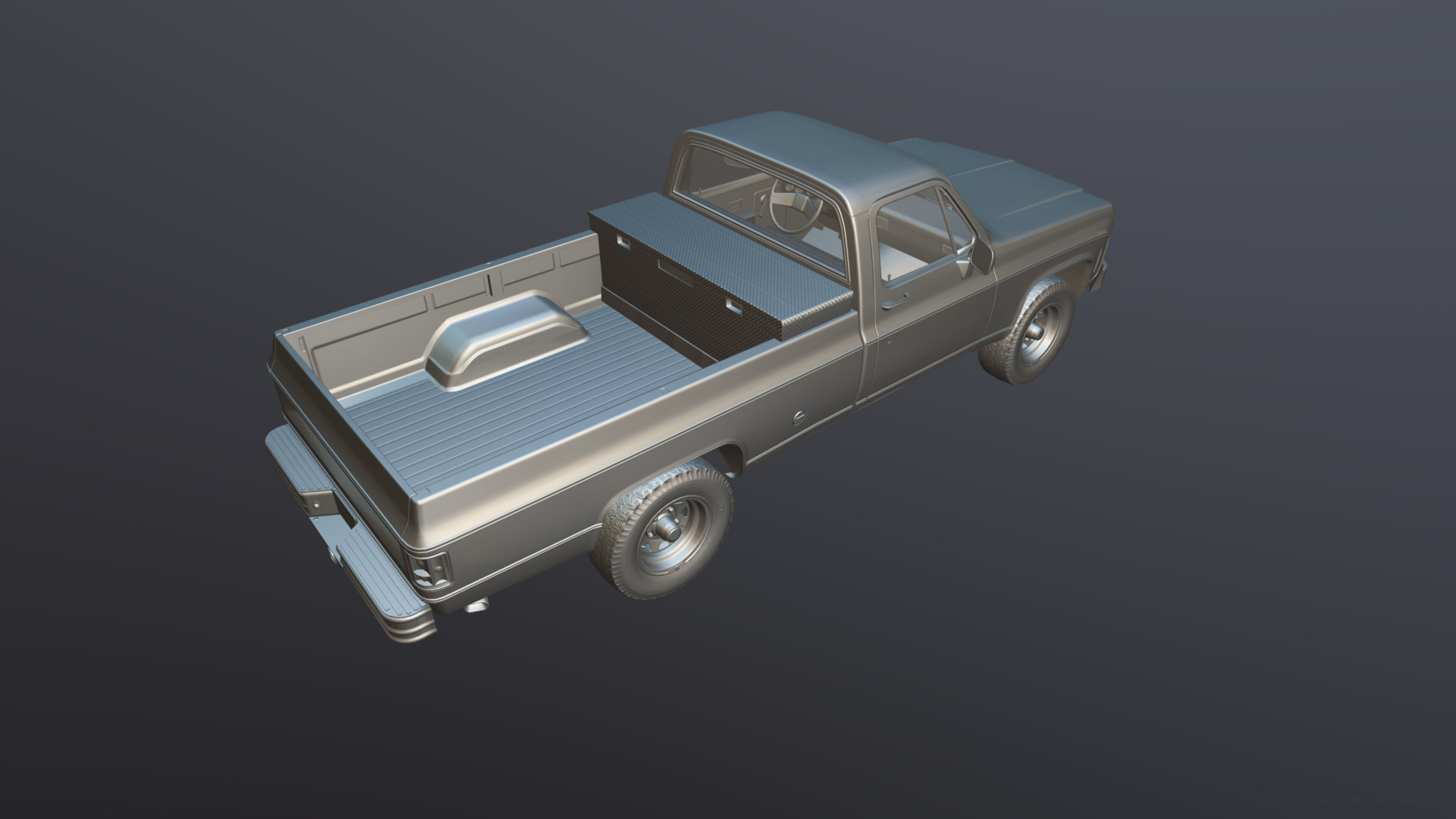 4x4 american pickup truck Low-poly 3D model_33
