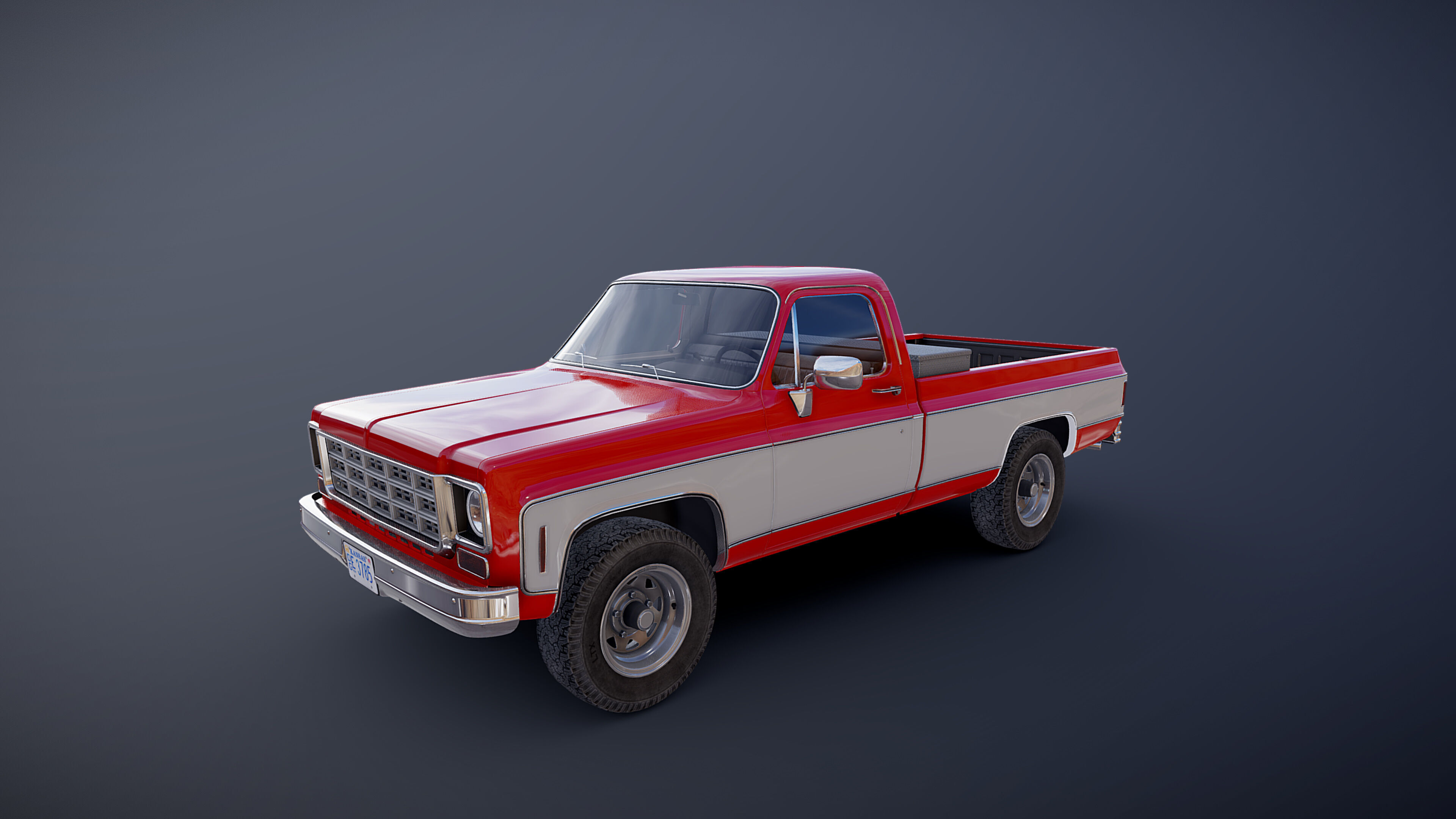 4x4 american pickup truck Low-poly 3D model_19