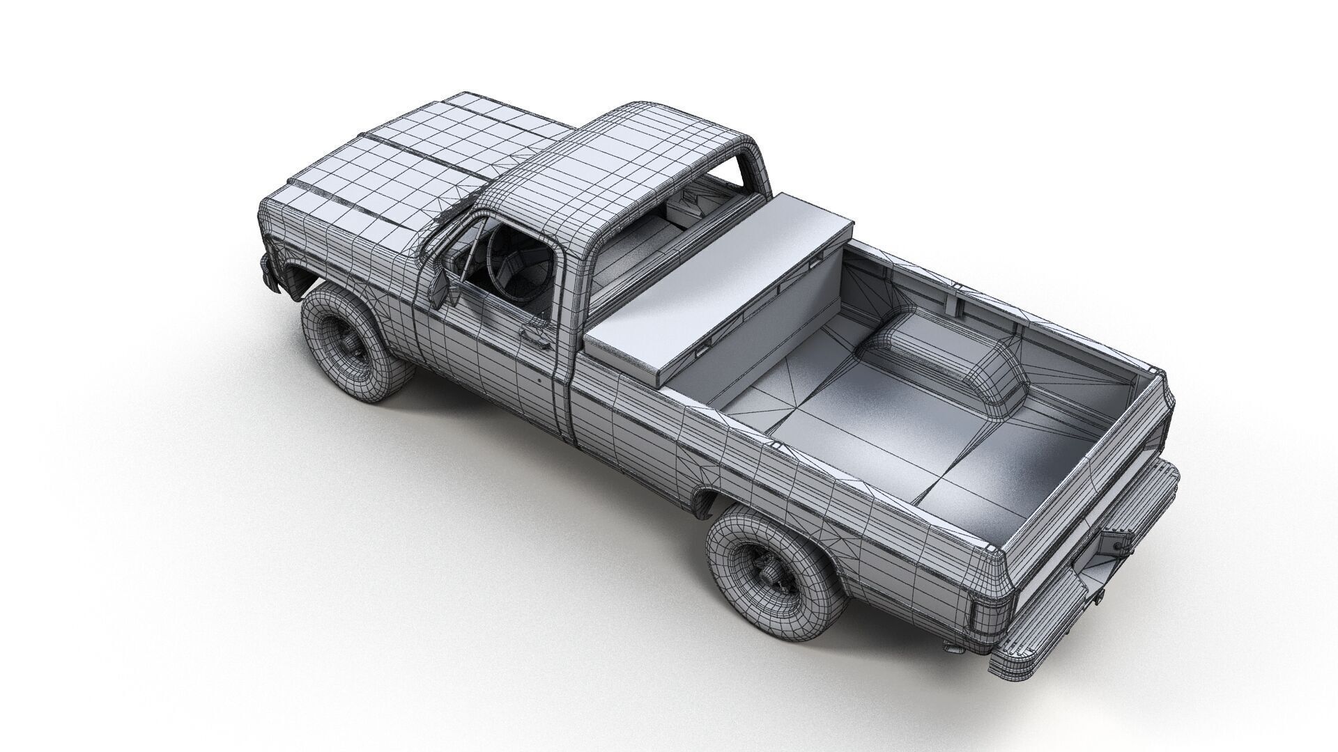4x4 american pickup truck Low-poly 3D model_12