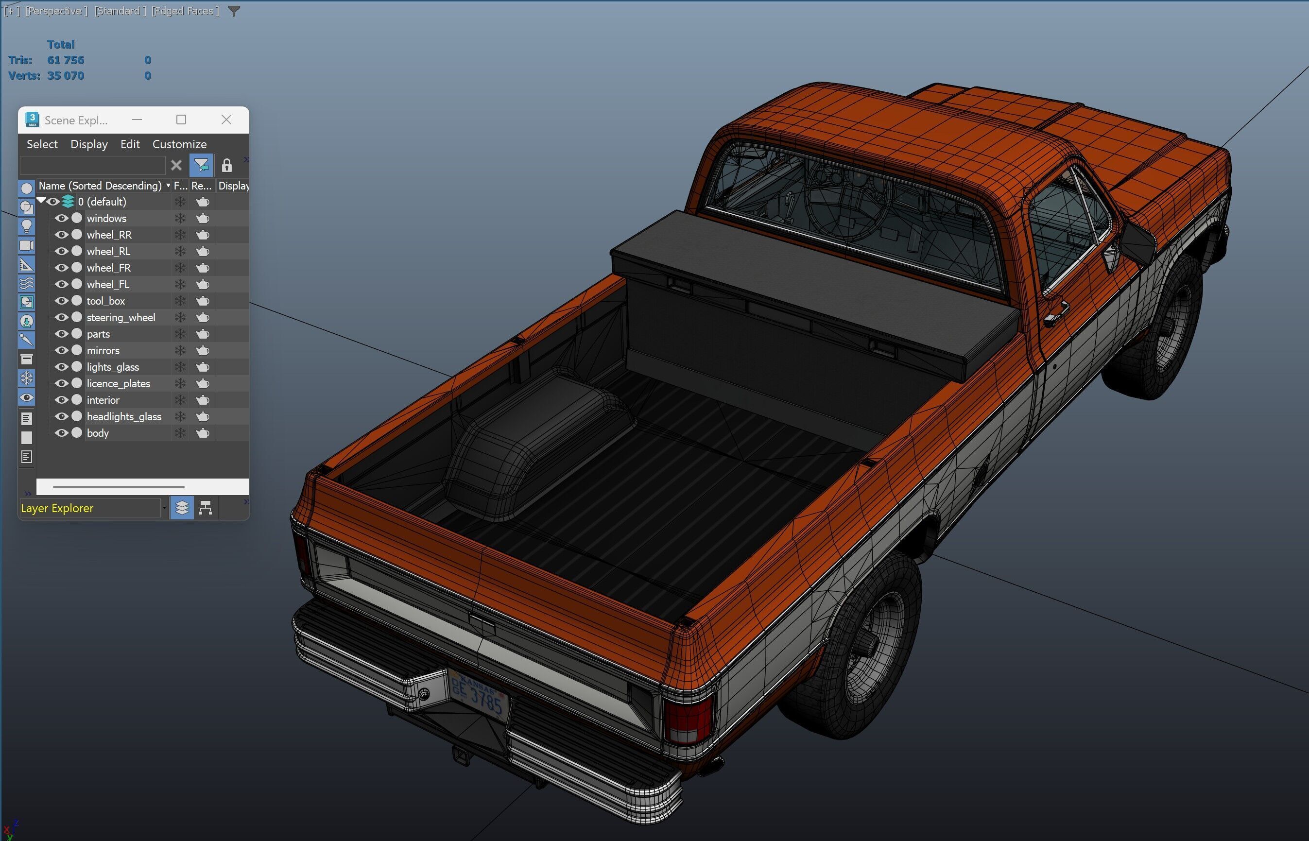 4x4 american pickup truck Low-poly 3D model_38