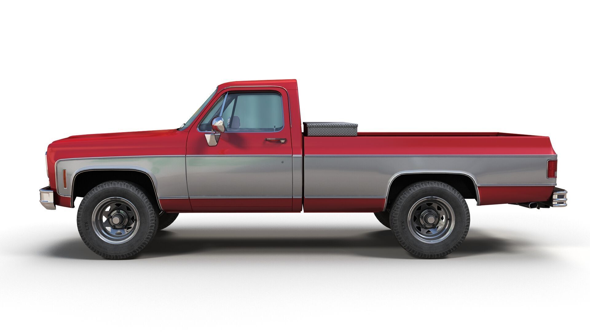 4x4 american pickup truck Low-poly 3D model_5