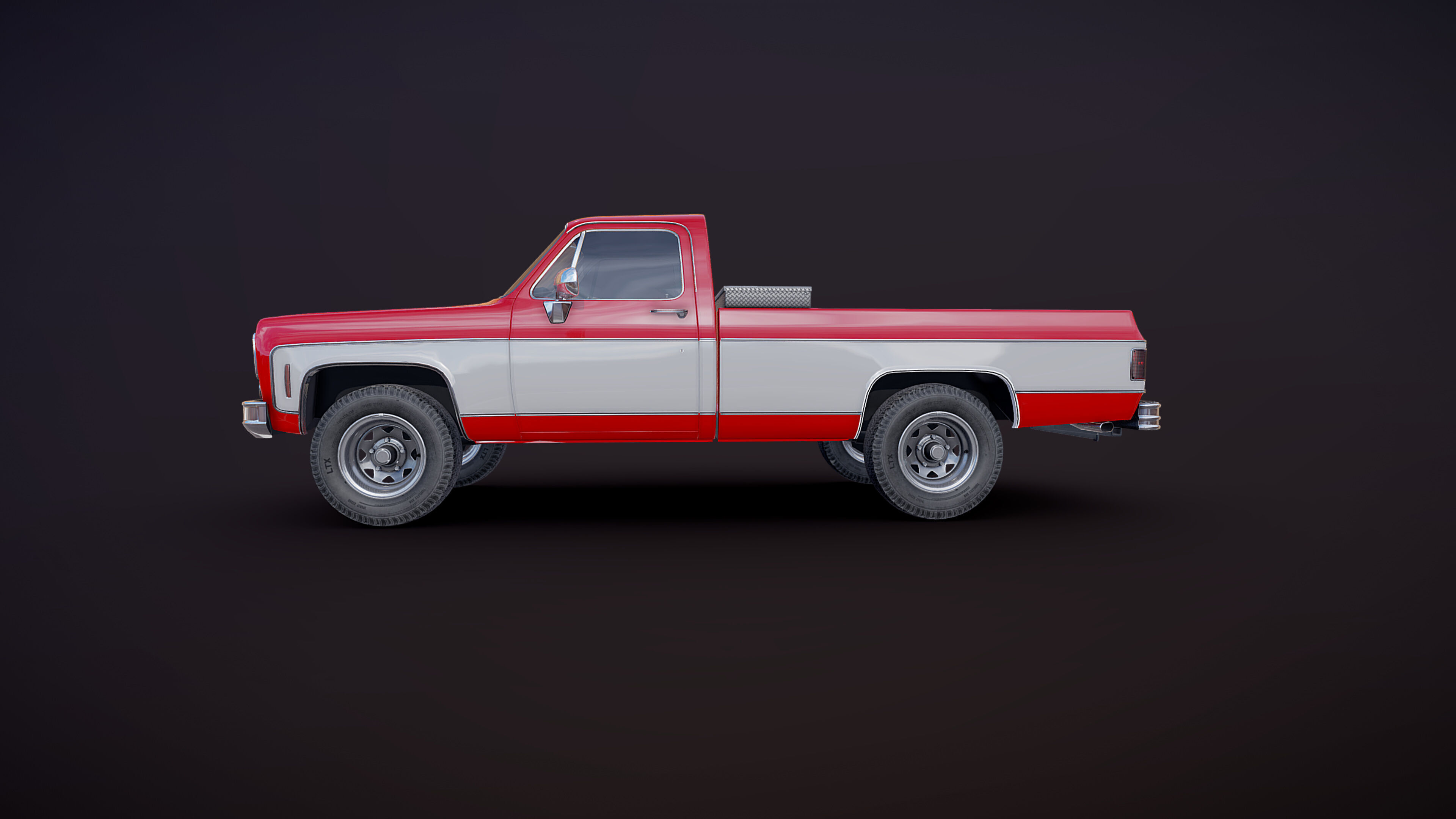 4x4 american pickup truck Low-poly 3D model_17