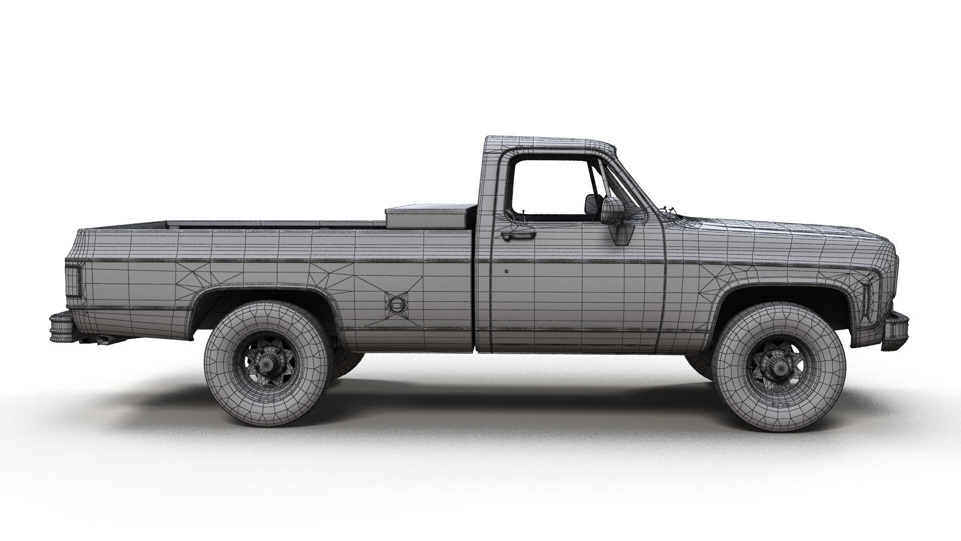 4x4 american pickup truck Low-poly 3D model_11