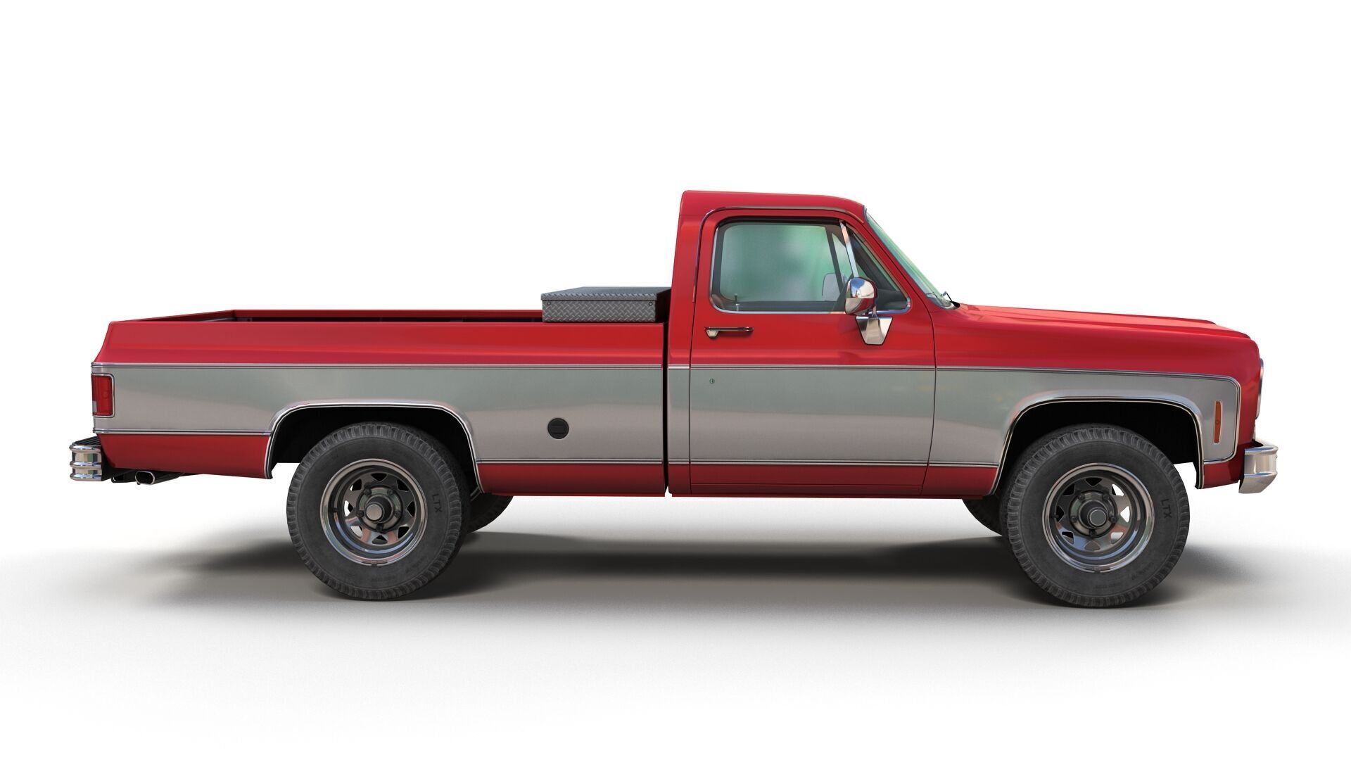 4x4 american pickup truck Low-poly 3D model_3