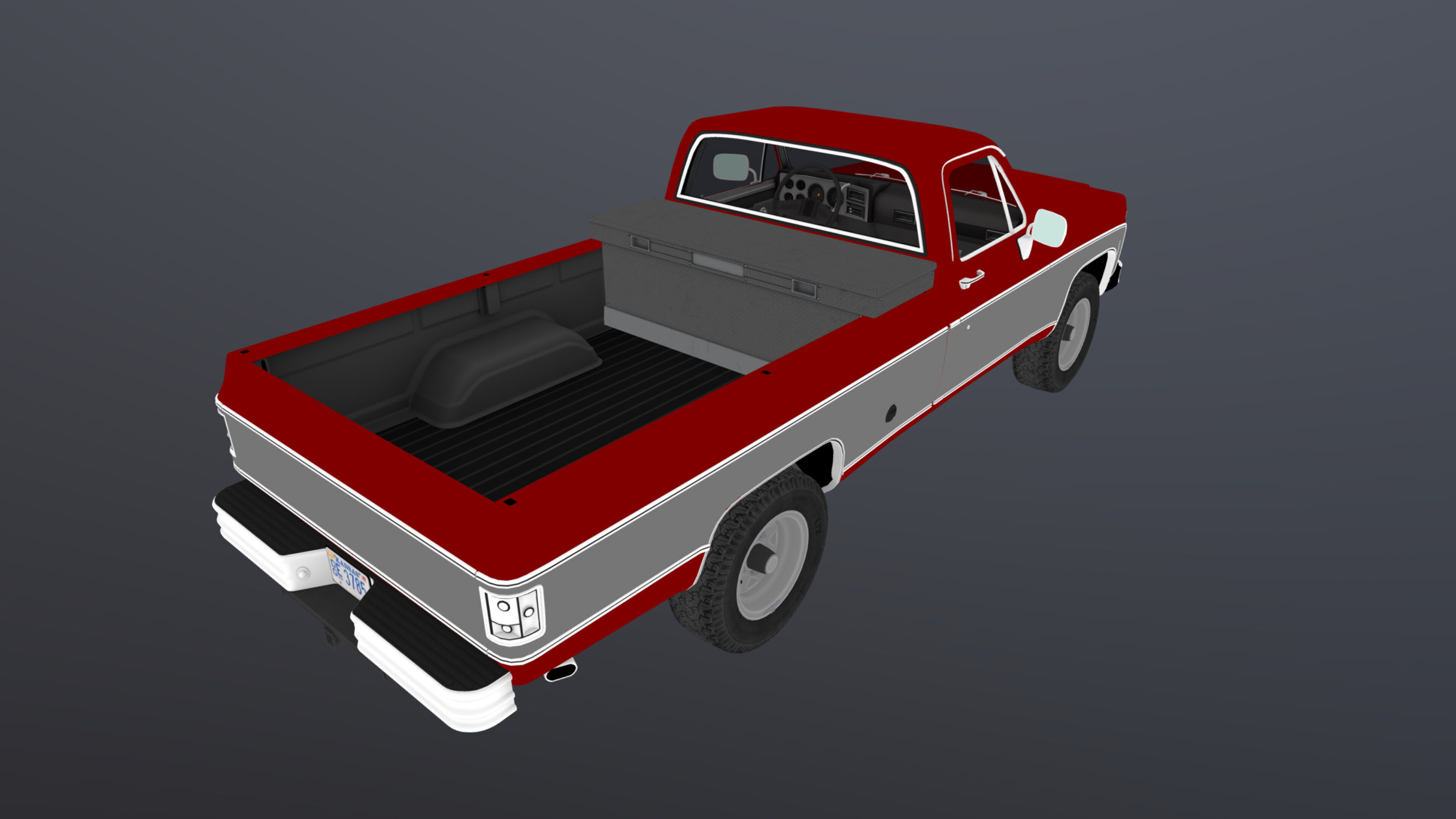 4x4 american pickup truck Low-poly 3D model_36