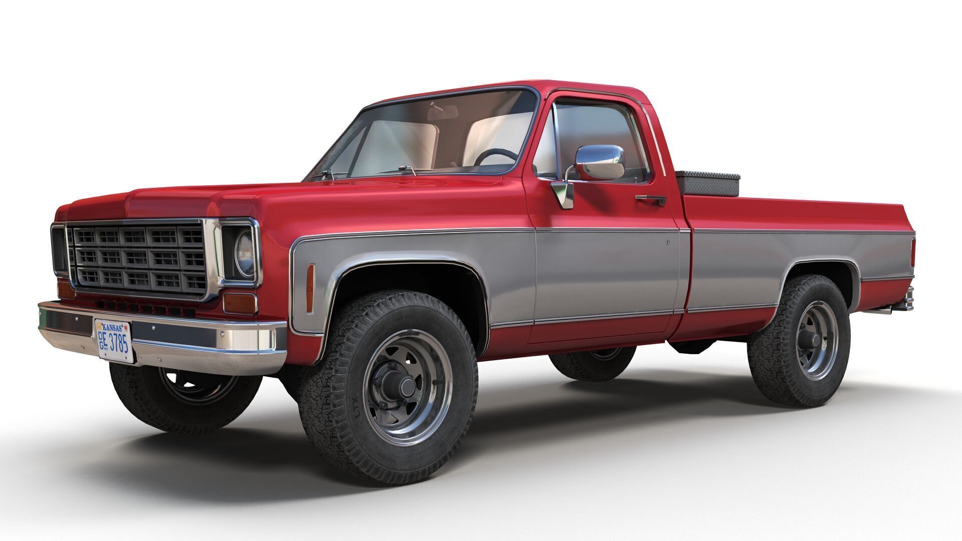 4x4 american pickup truck Low-poly 3D model_8