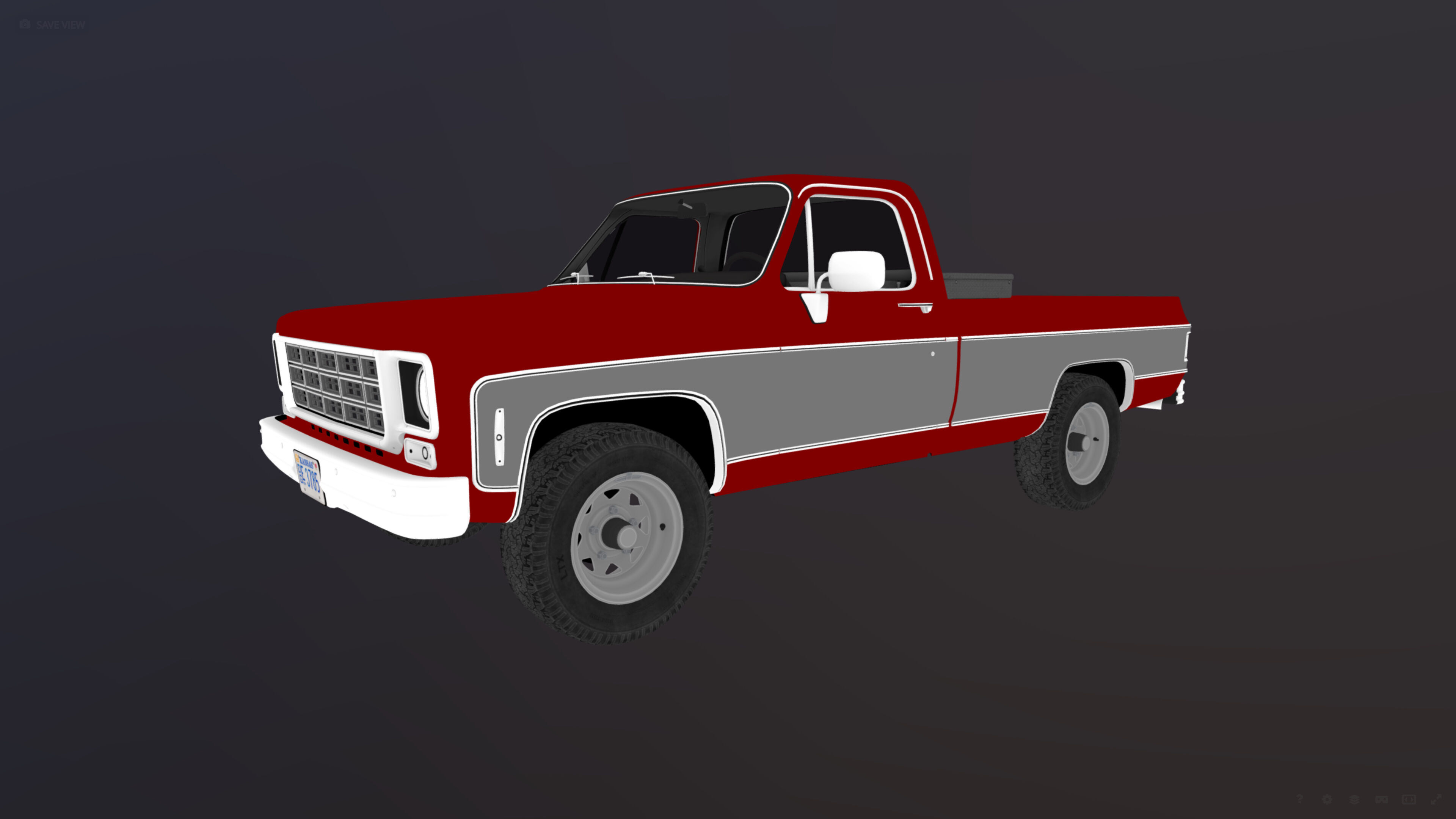 4x4 american pickup truck Low-poly 3D model_35