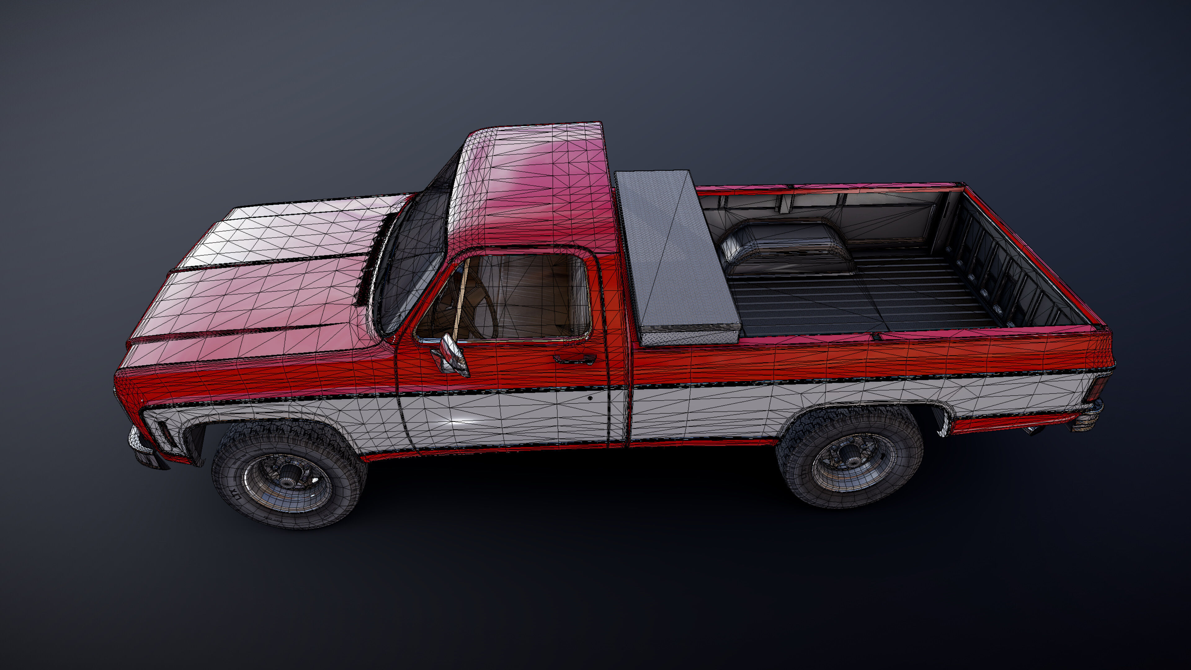 4x4 american pickup truck Low-poly 3D model_27