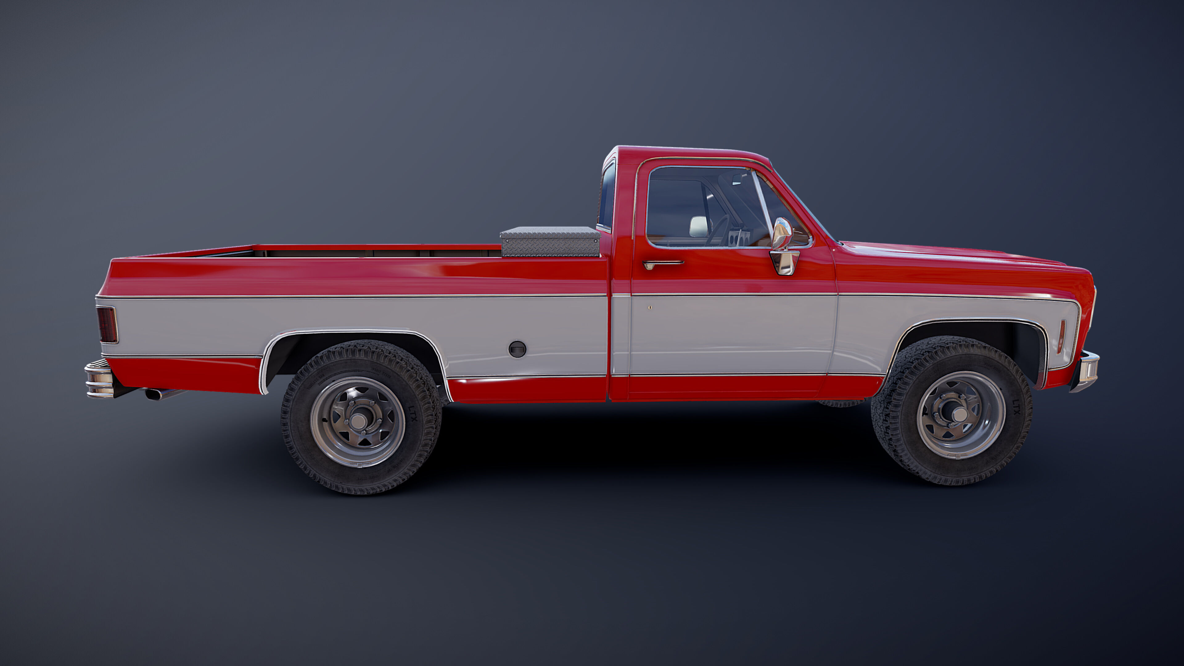 4x4 american pickup truck Low-poly 3D model_21