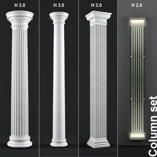 Column set with different heights 3D model
