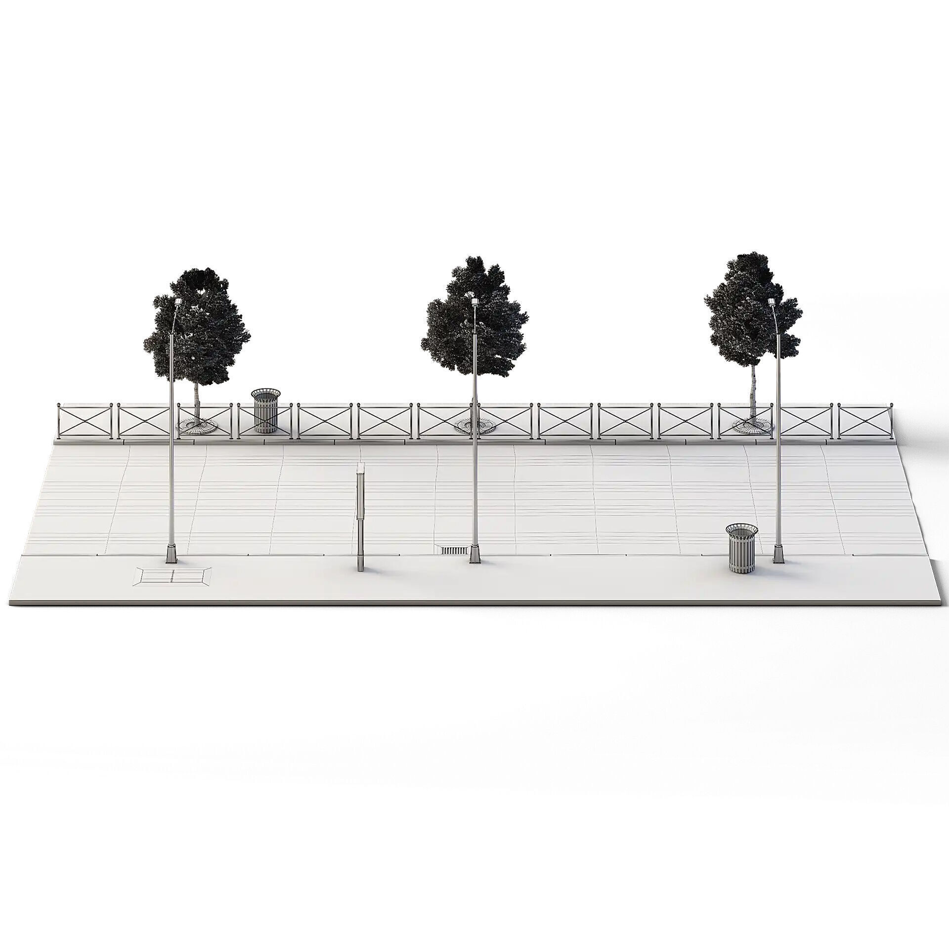 Street Set 24m x 14m Low-poly 3D model_5