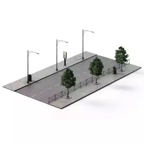 Street Set 24m x 14m Low-poly 3D model