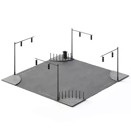 X Crossing Set 14m x 14m Low-poly 3D model