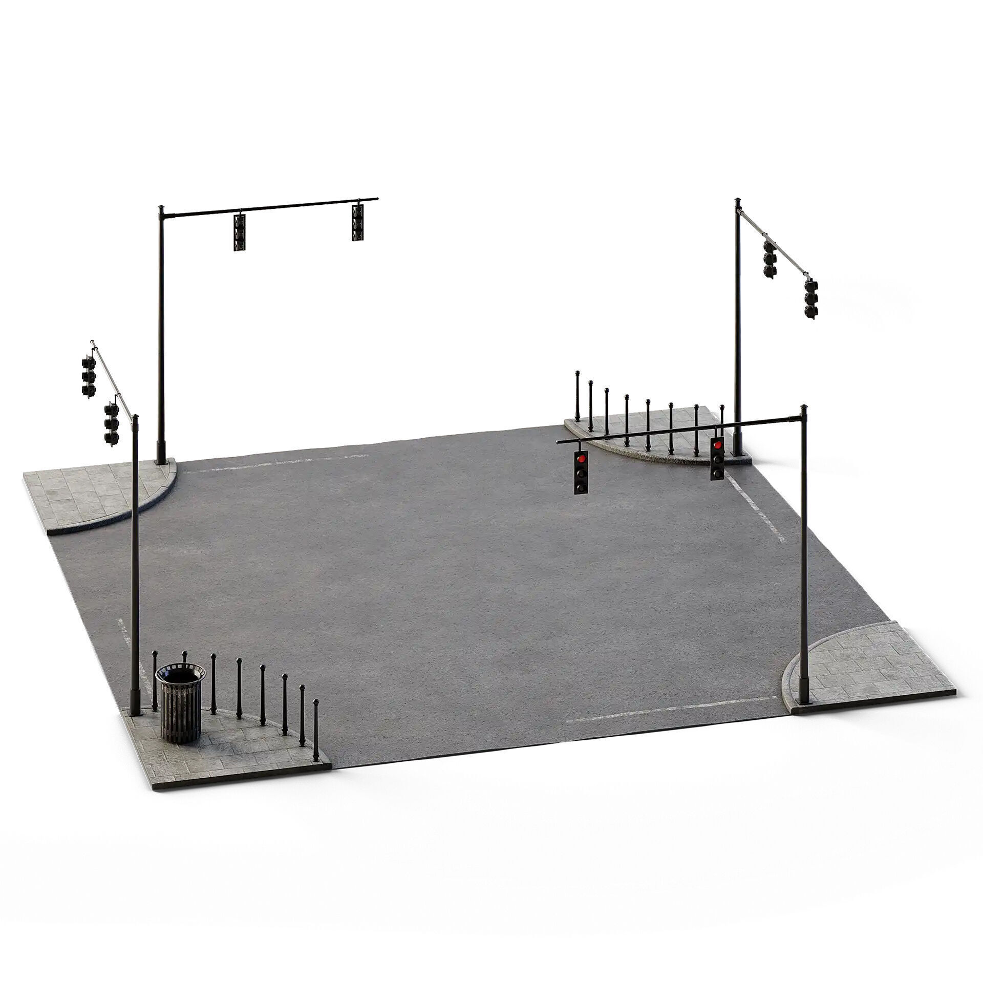 X Crossing Set 14m x 14m Low-poly 3D model_6