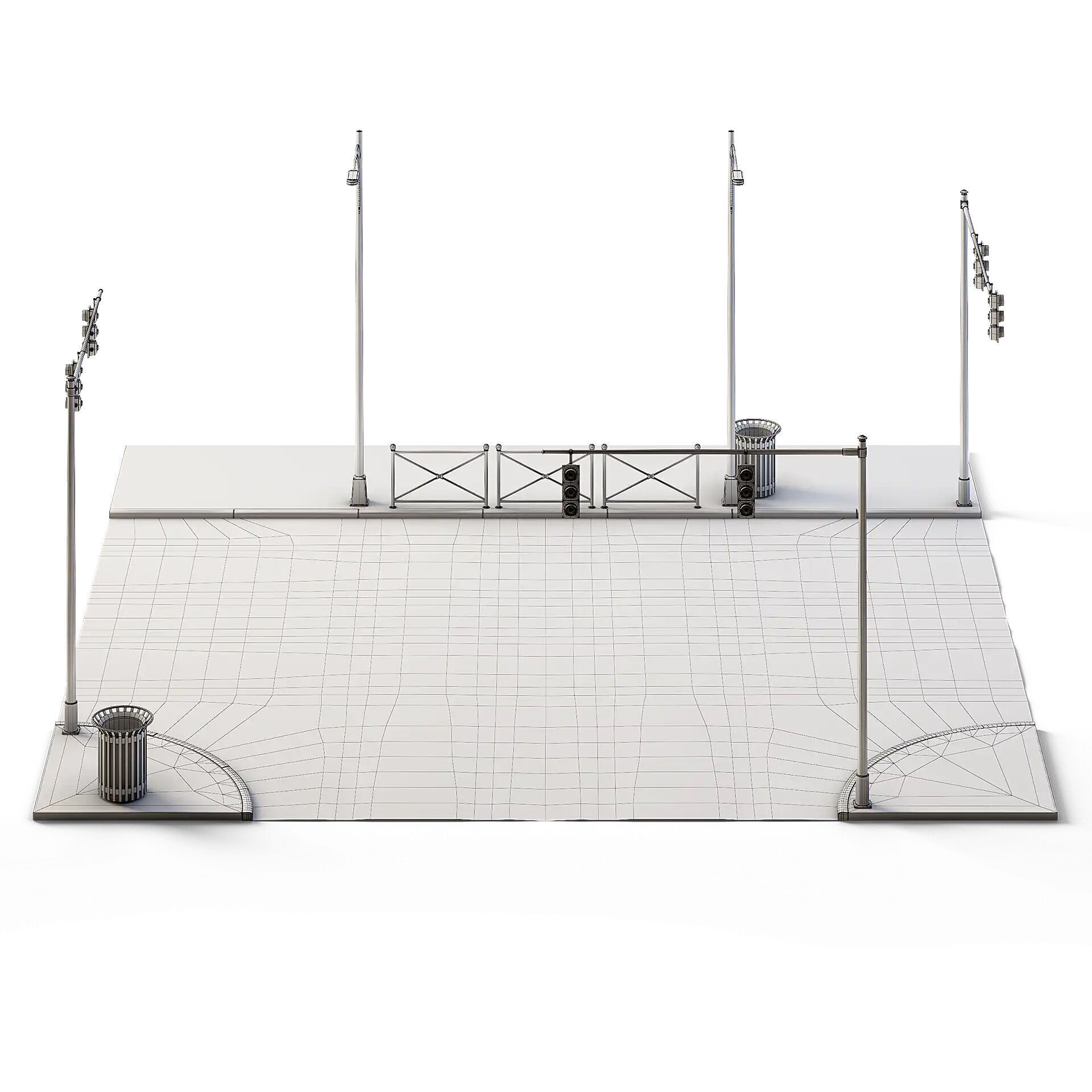 T Crossing Set 14m x 14m Low-poly 3D model_5