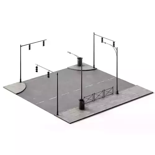 T Crossing Set 14m x 14m Low-poly 3D model