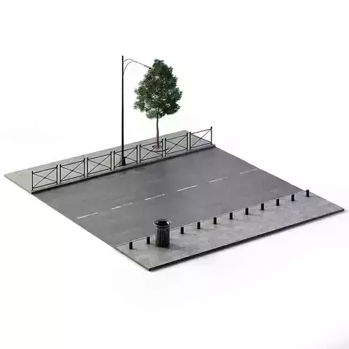 Street Set 12m x 14m Low-poly 3D model