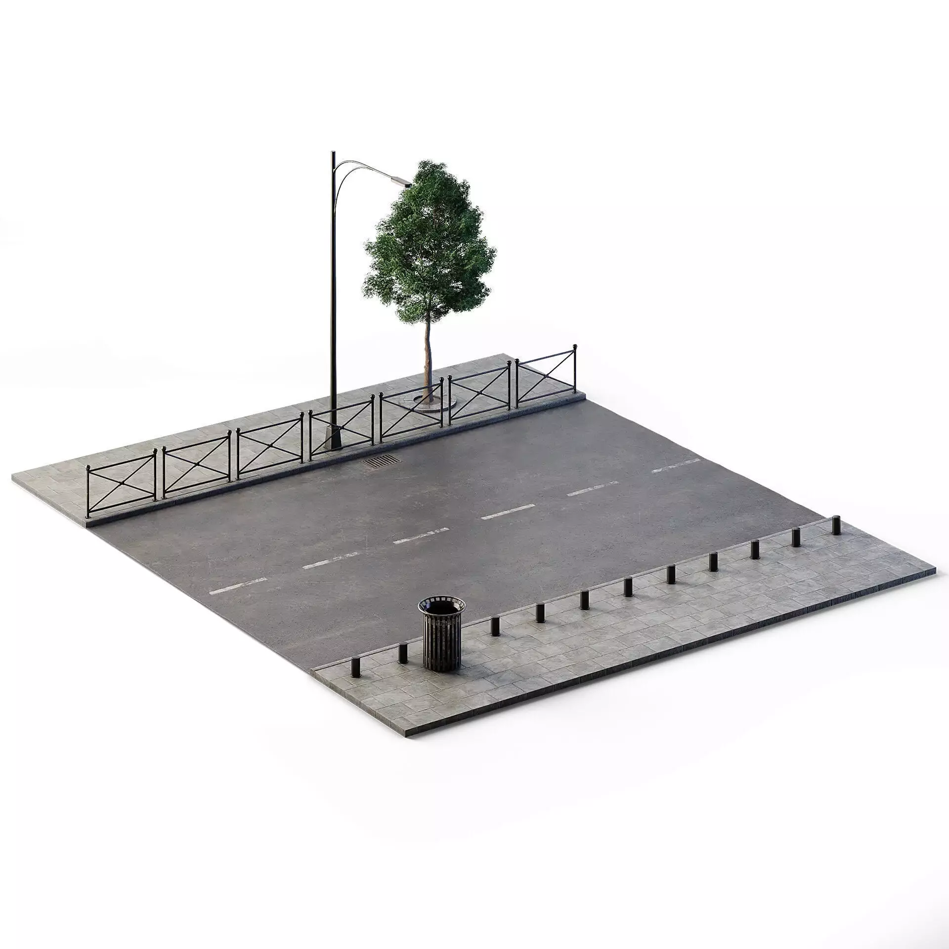 Street Set 12m x 14m Low-poly 3D model_0