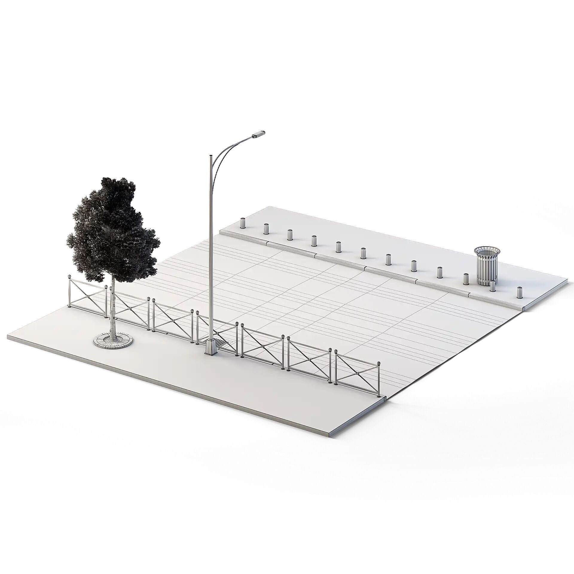 Street Set 12m x 14m Low-poly 3D model_3