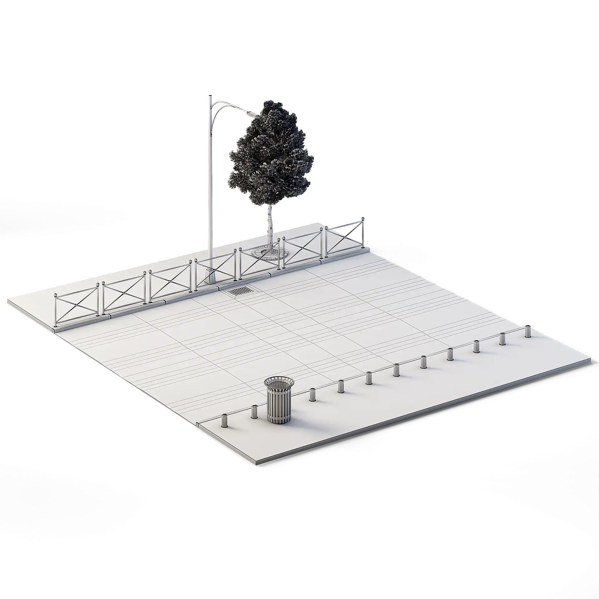Street Set 12m x 14m Low-poly 3D model_1