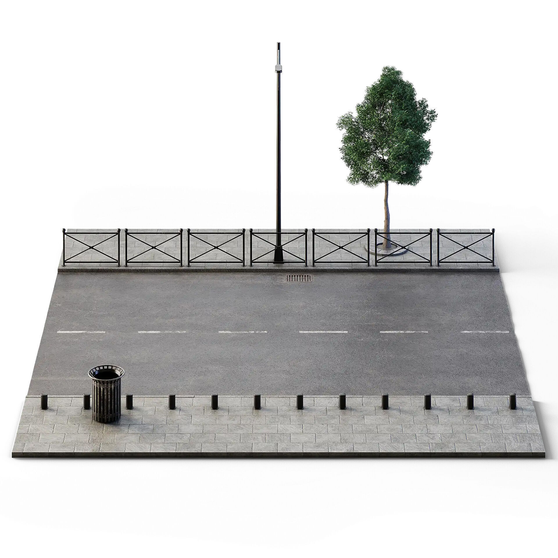 Street Set 12m x 14m Low-poly 3D model_4