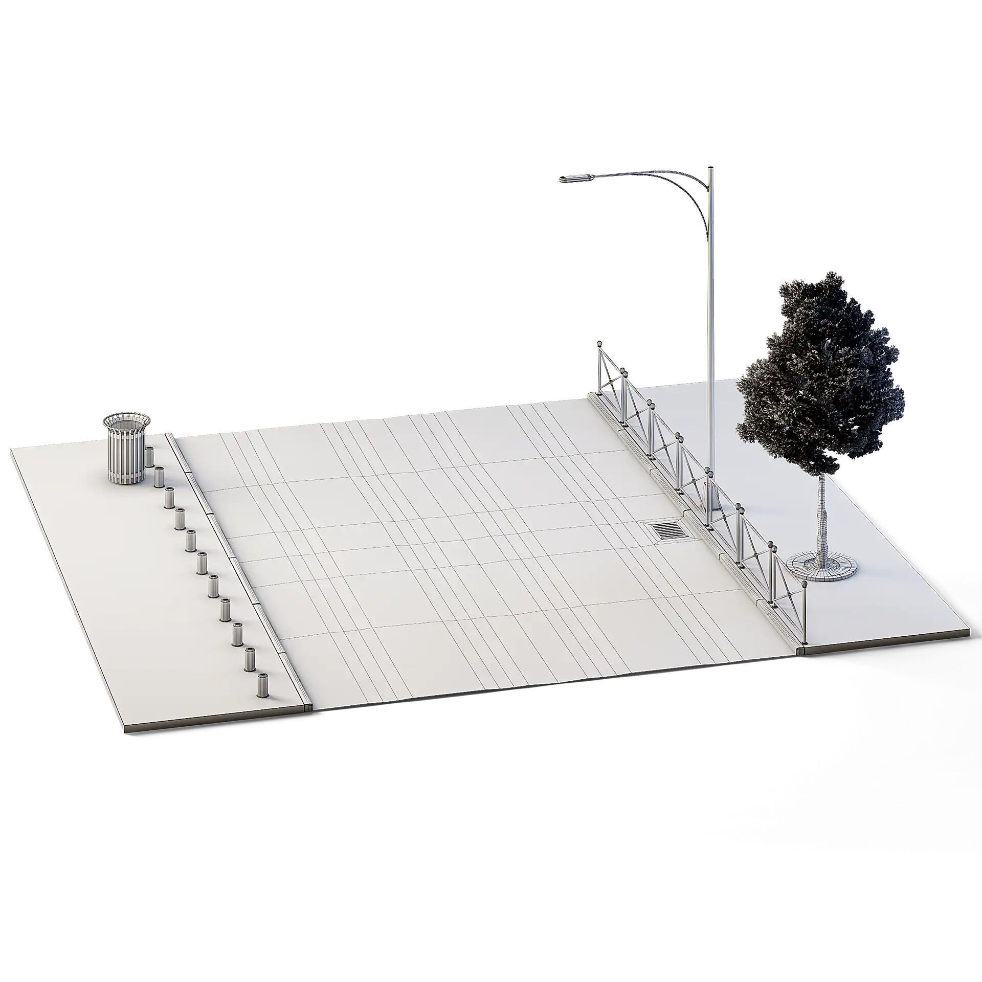Street Set 12m x 14m Low-poly 3D model_7